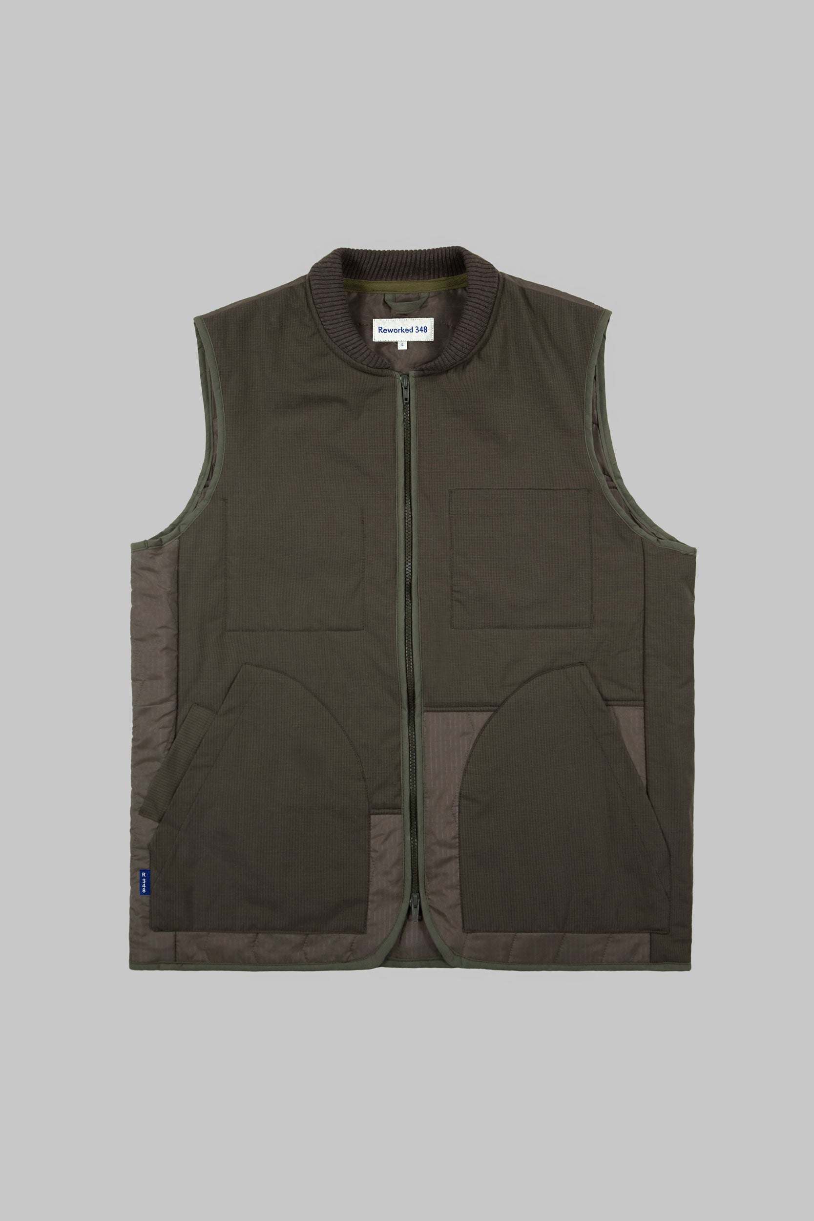 Rip-Stop Tank Panel Full Zip Vest Khaki