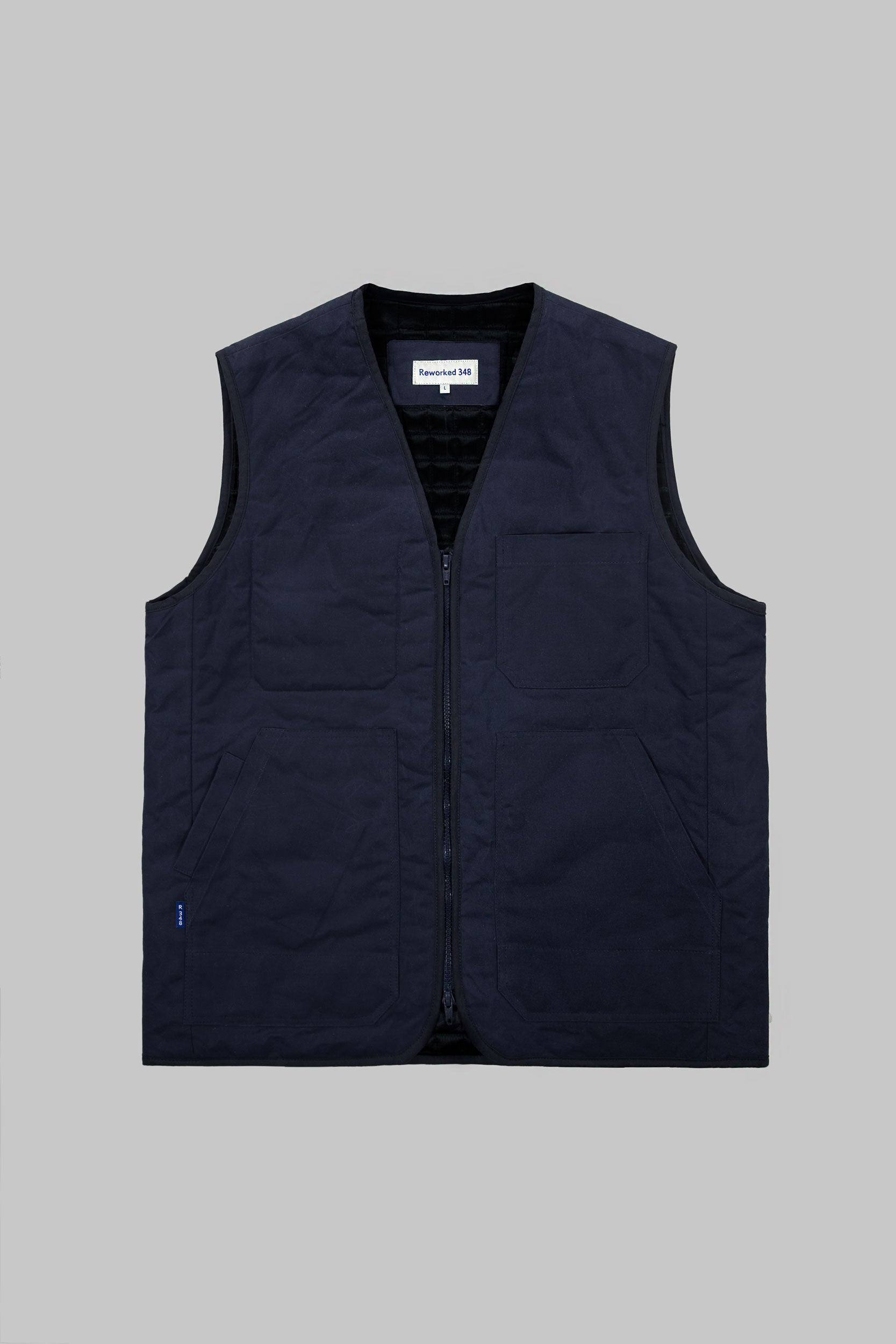 Kedleston Dry Wax Quilted V Vest Navy Blue