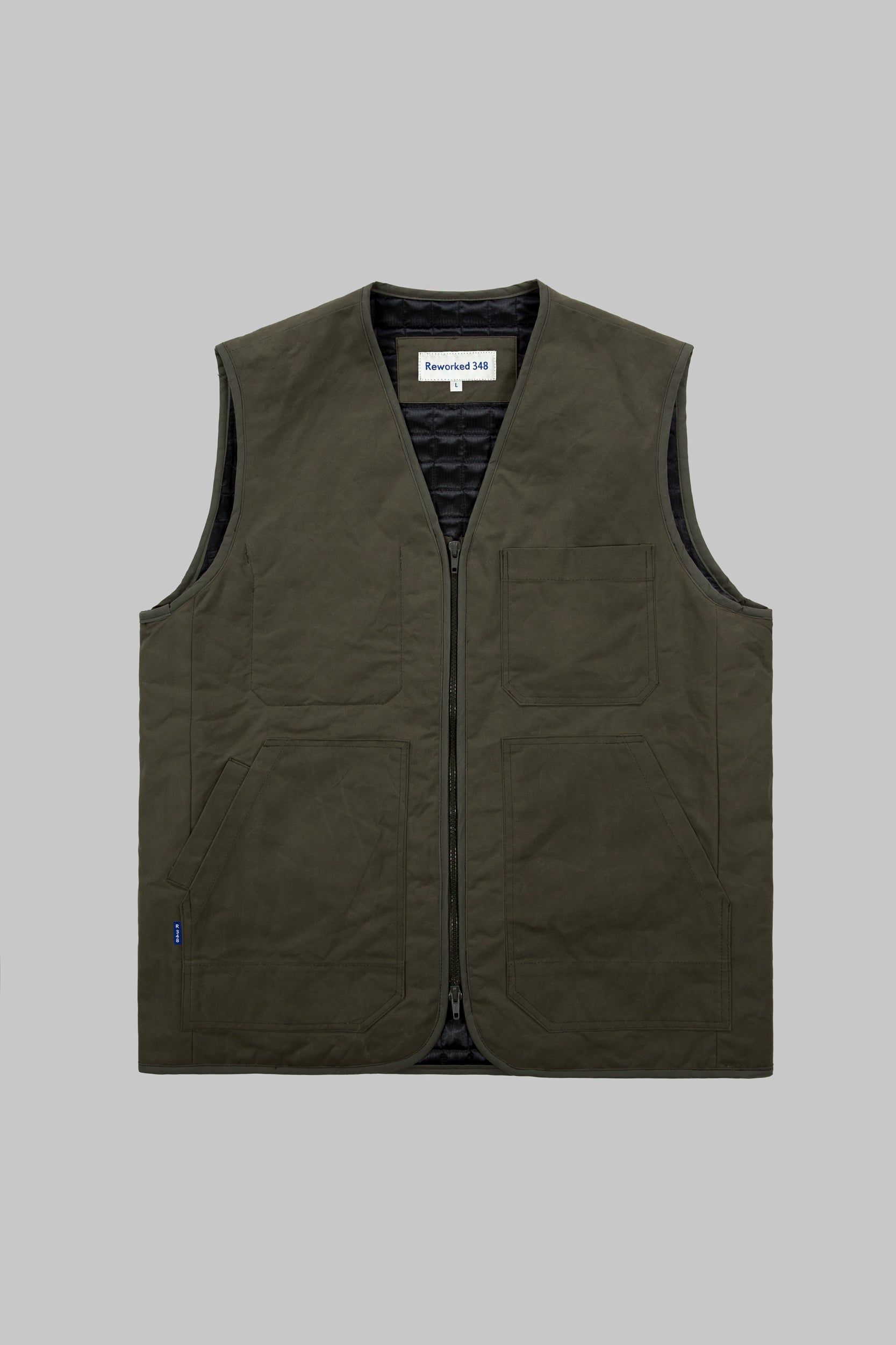 Kedleston Dry Wax Quilted V Vest Khaki