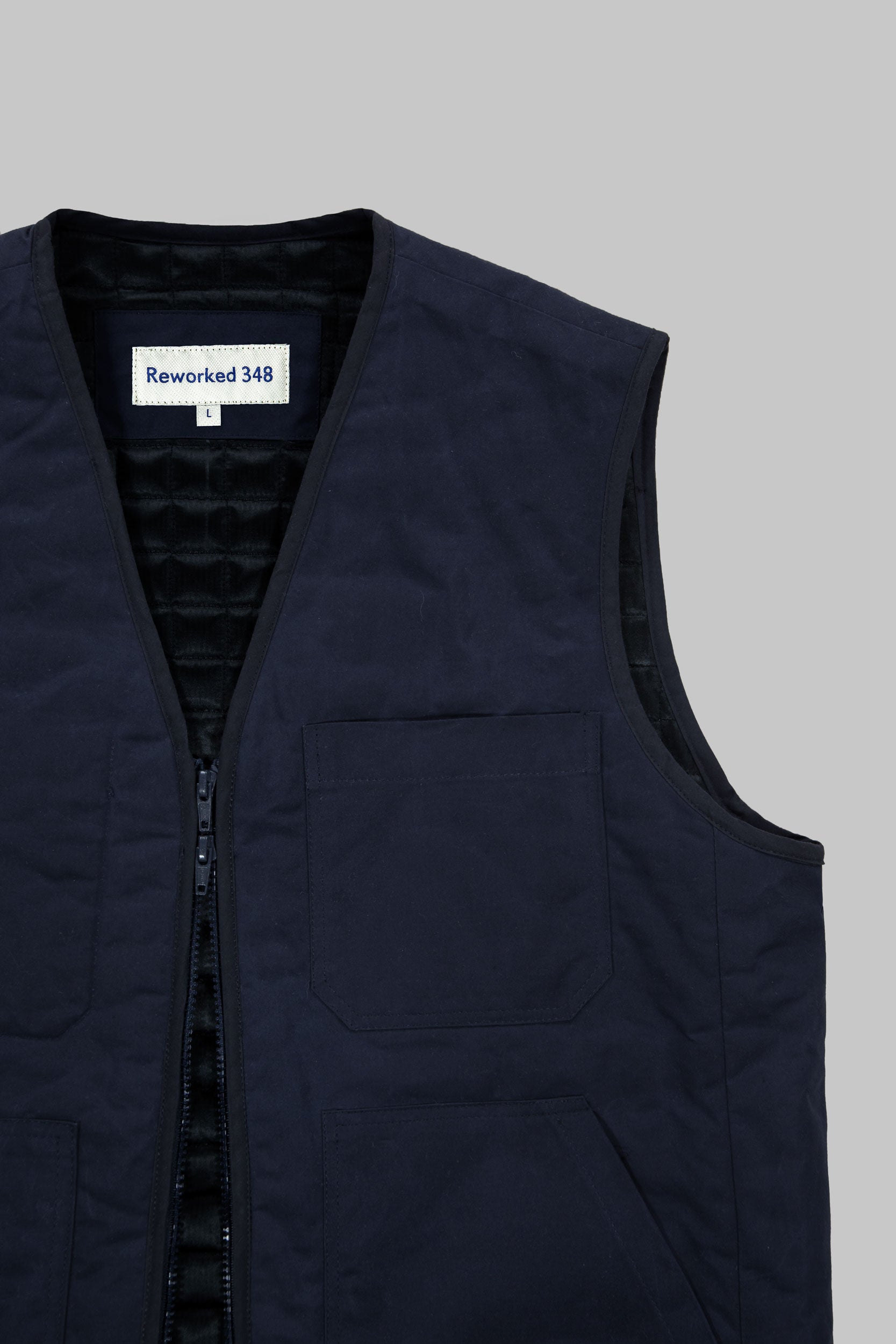 Kedleston Dry Wax Quilted V Vest Navy Blue