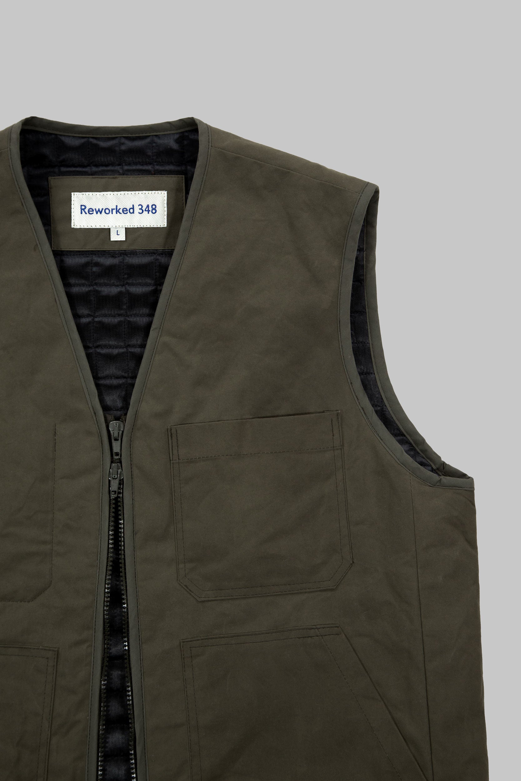 Kedleston Dry Wax Quilted V Vest Khaki