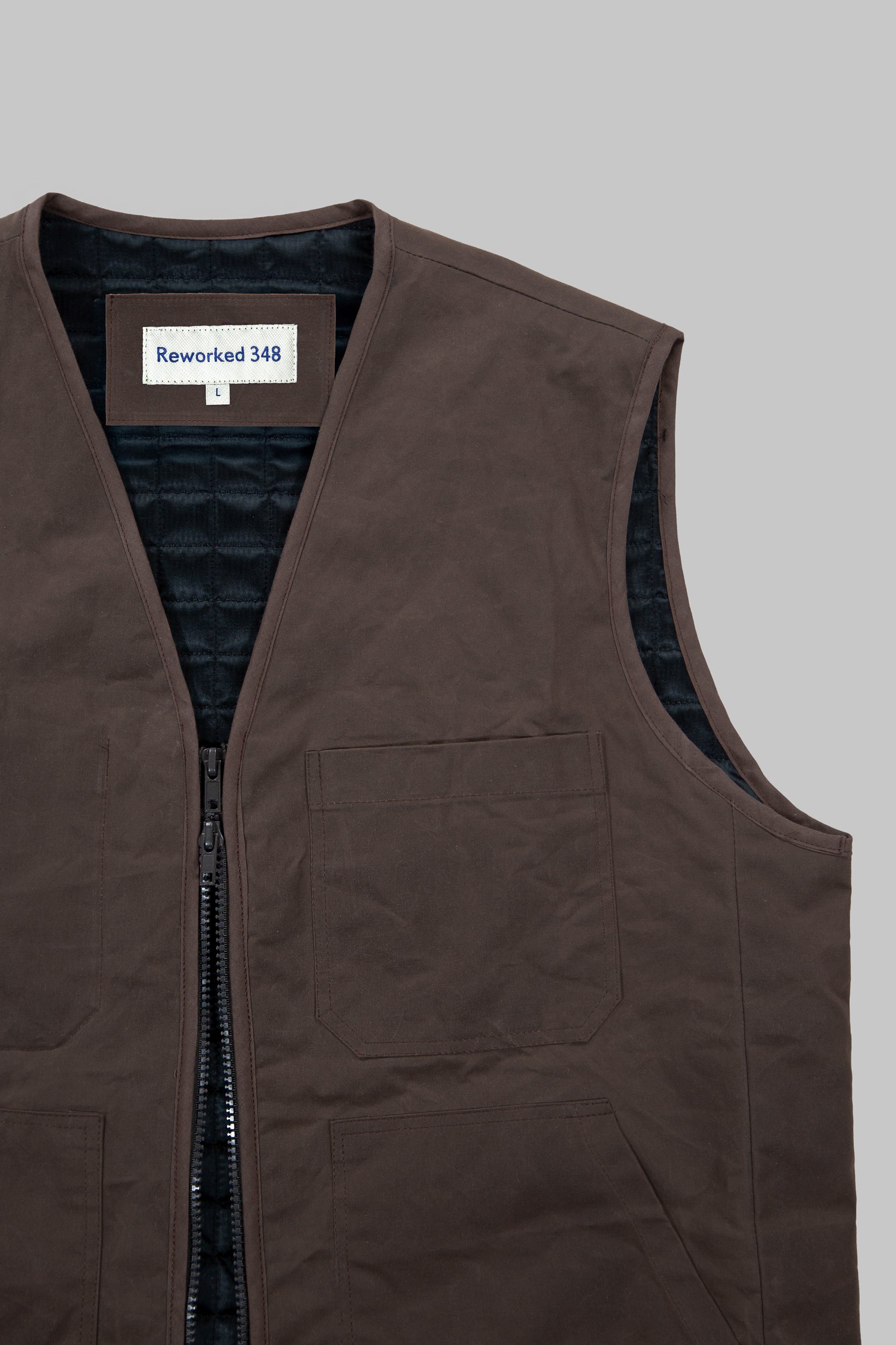 Kedleston Dry Wax Quilted V Vest Mocha