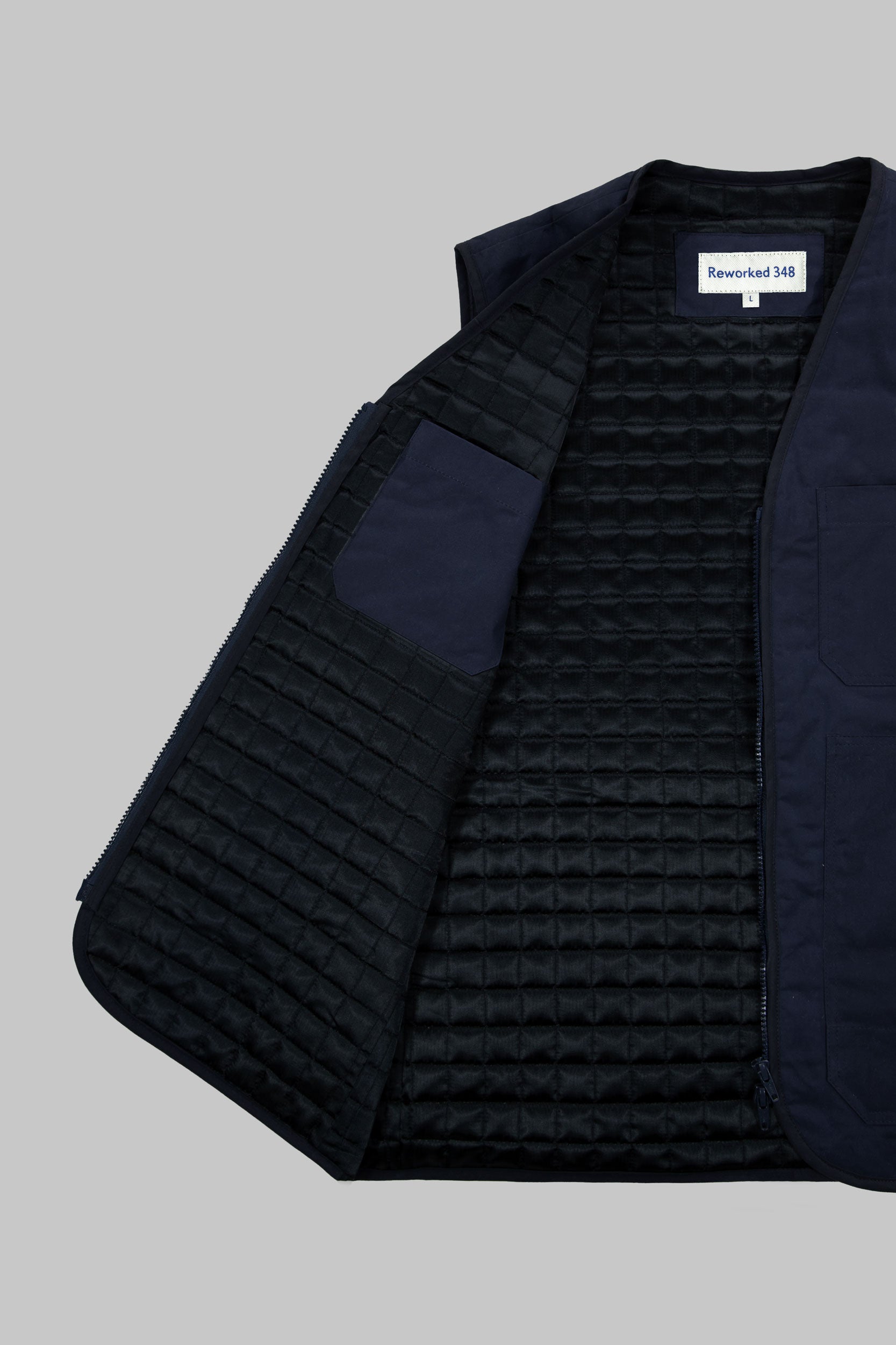 Kedleston Dry Wax Quilted V Vest Navy Blue