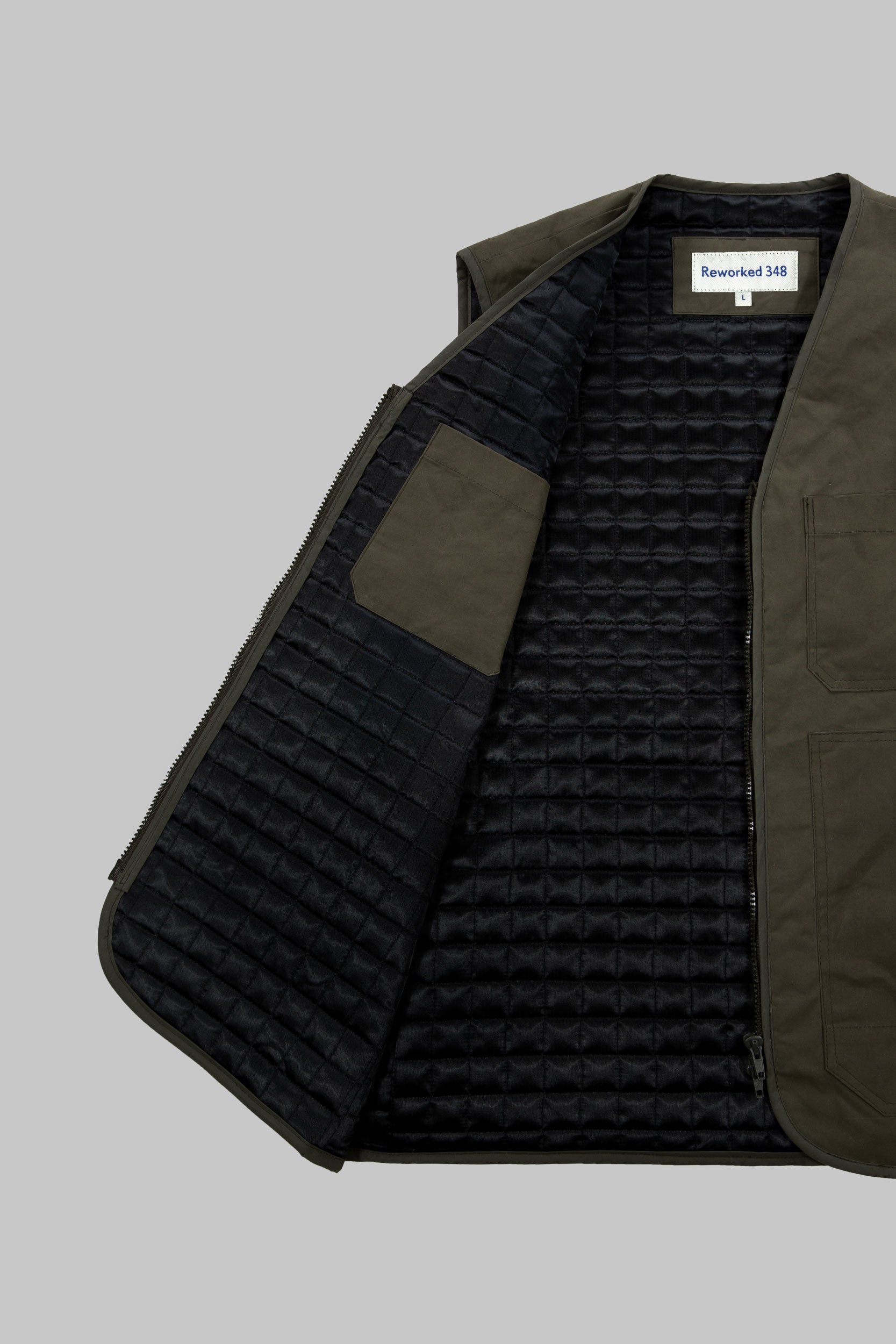 Kedleston Dry Wax Quilted V Vest Khaki
