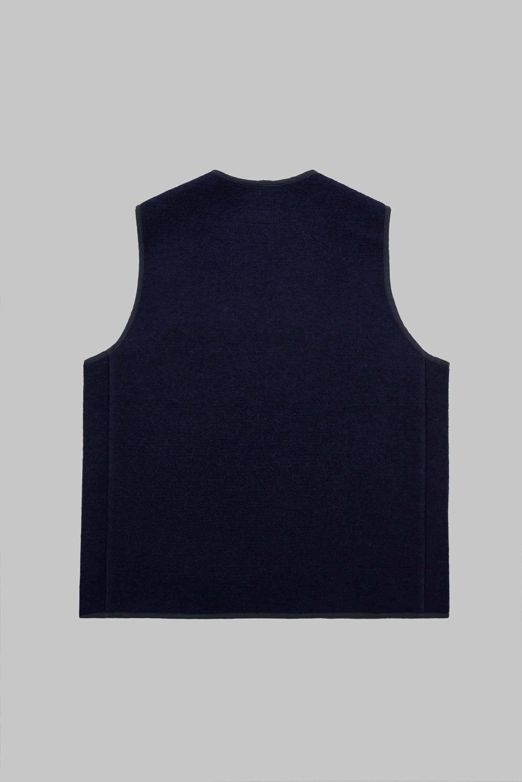 Wool & Check V Vest Navy