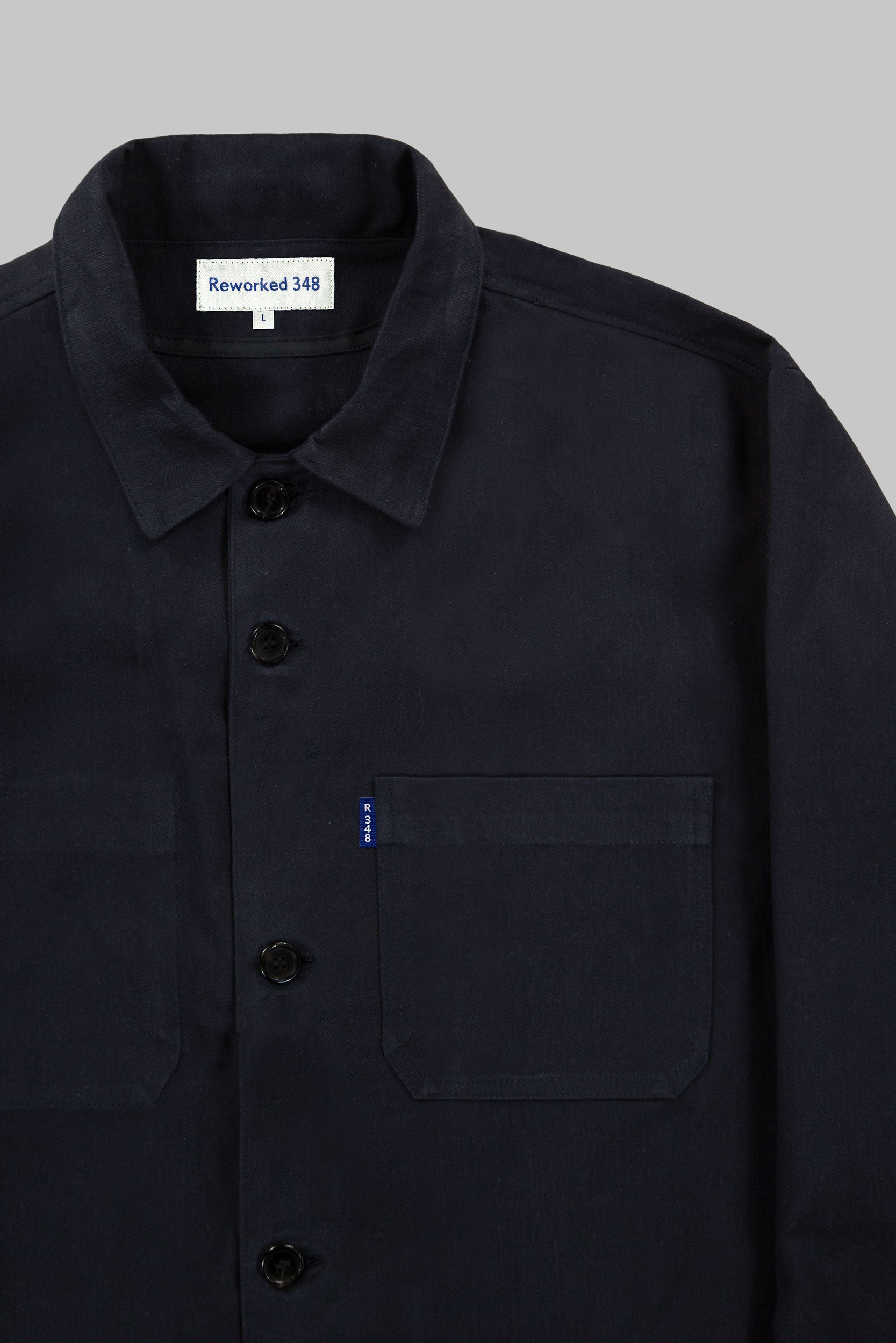 Mills Herringbone Overshirt Darkest Navy