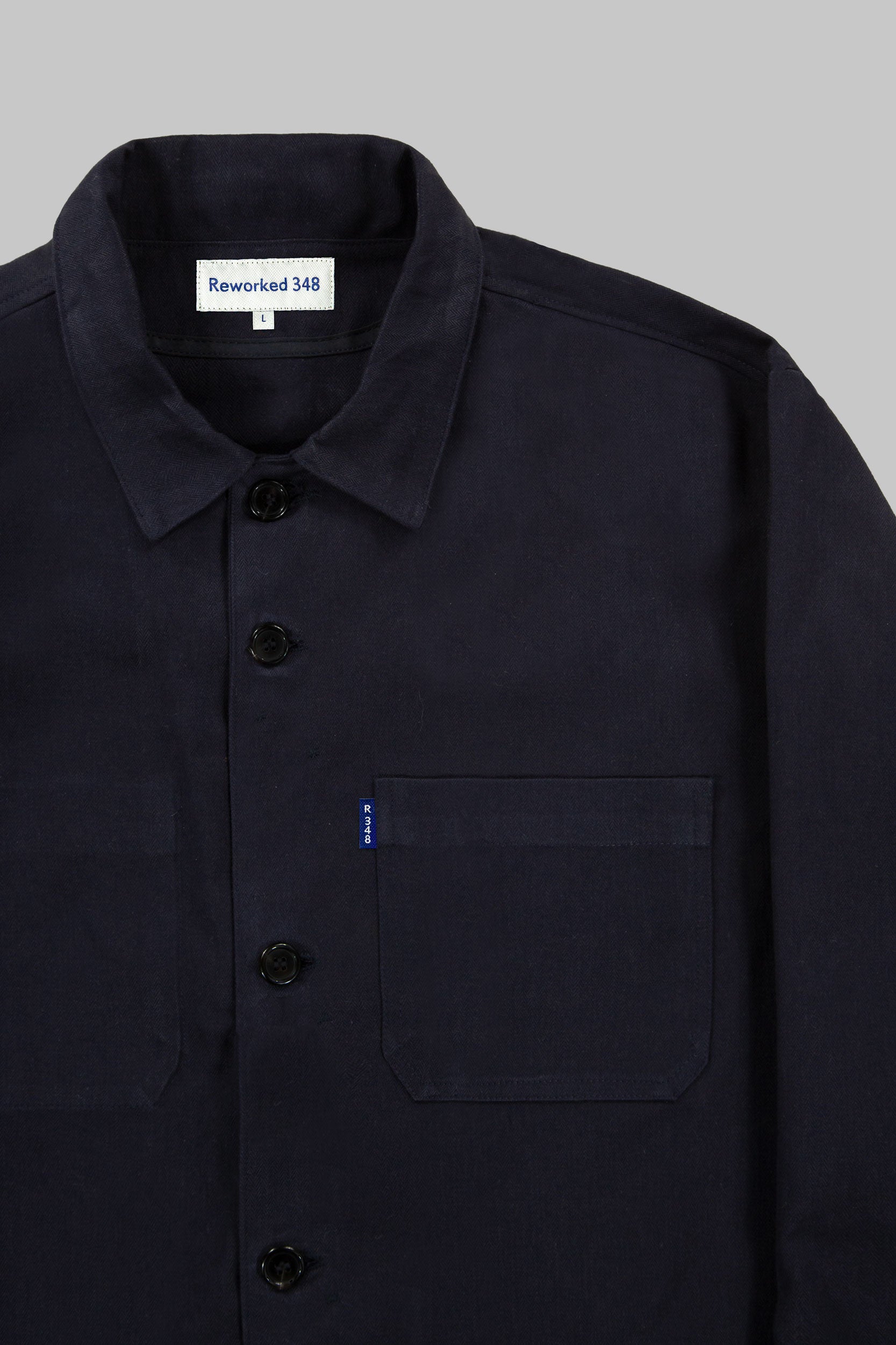 Mills Herringbone Overshirt Darkest Navy