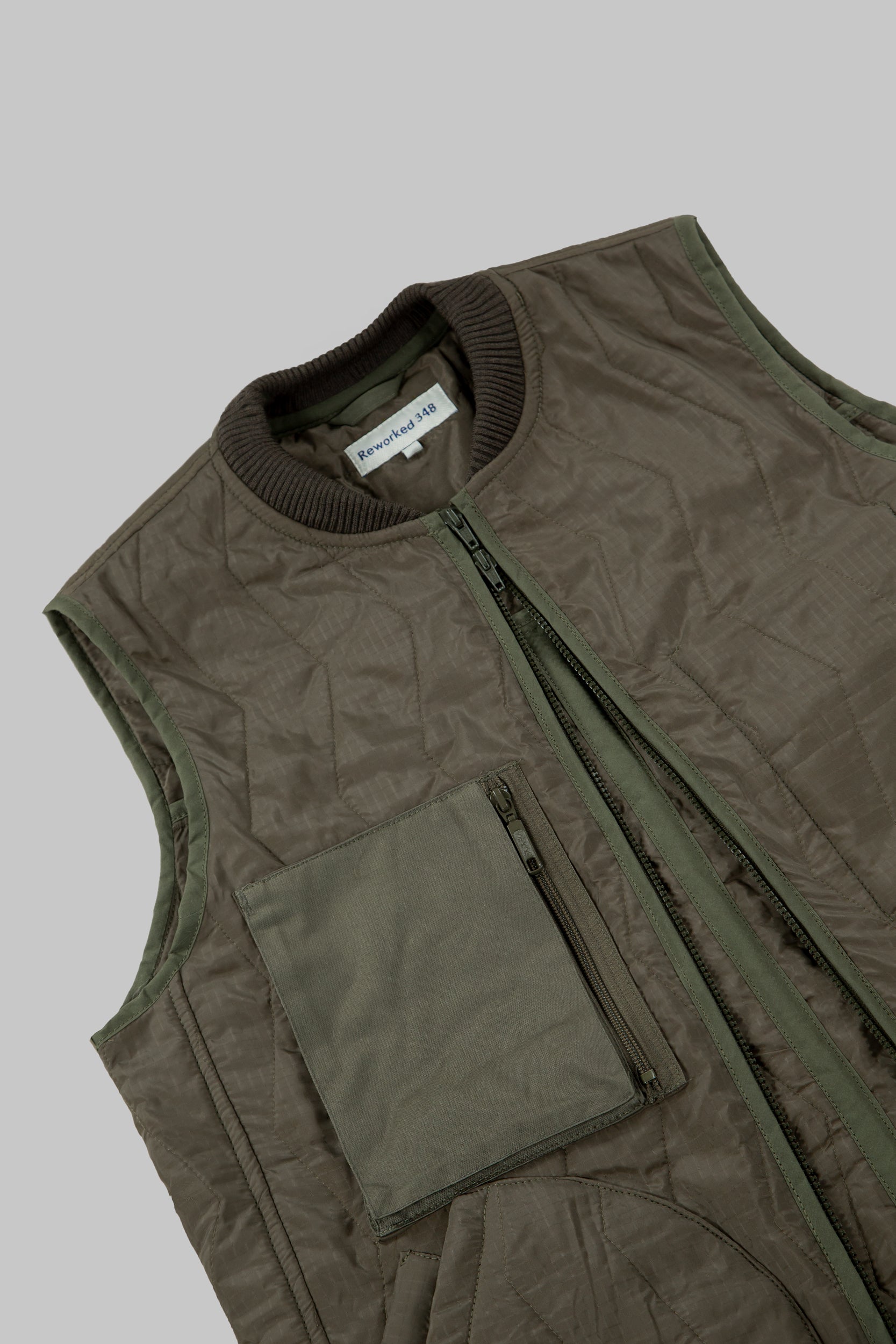Tanker Panel High Neck Vest Khaki
