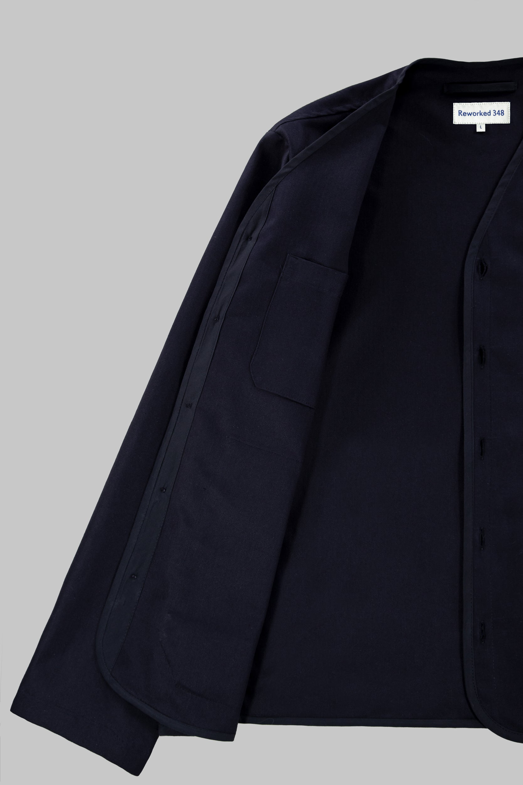CRD Herringbone Button Jacket Dark Navy – Reworked 348