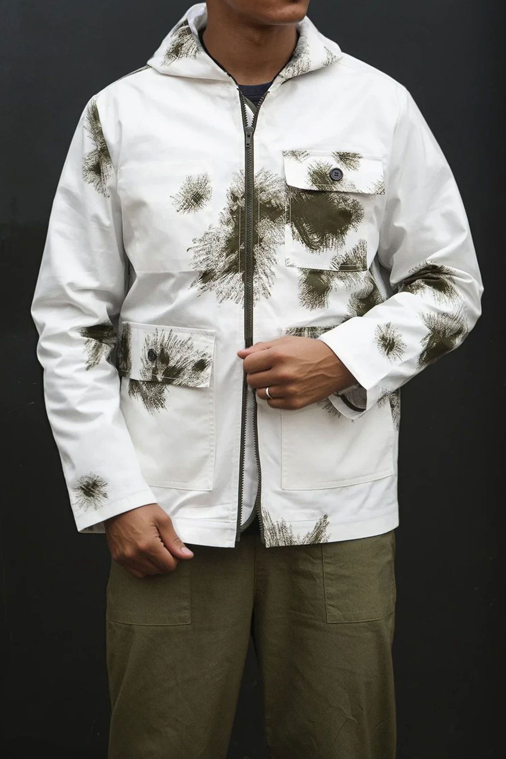 SP Hooded Snow Camo Tech Jacket White