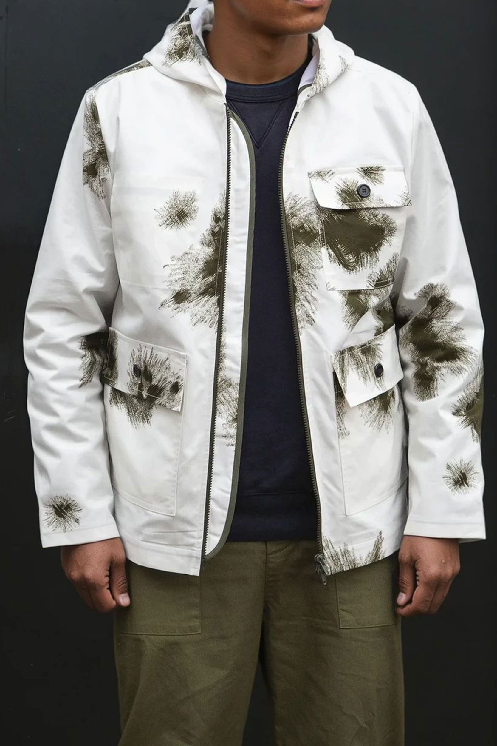 SP Hooded Snow Camo Tech Jacket White