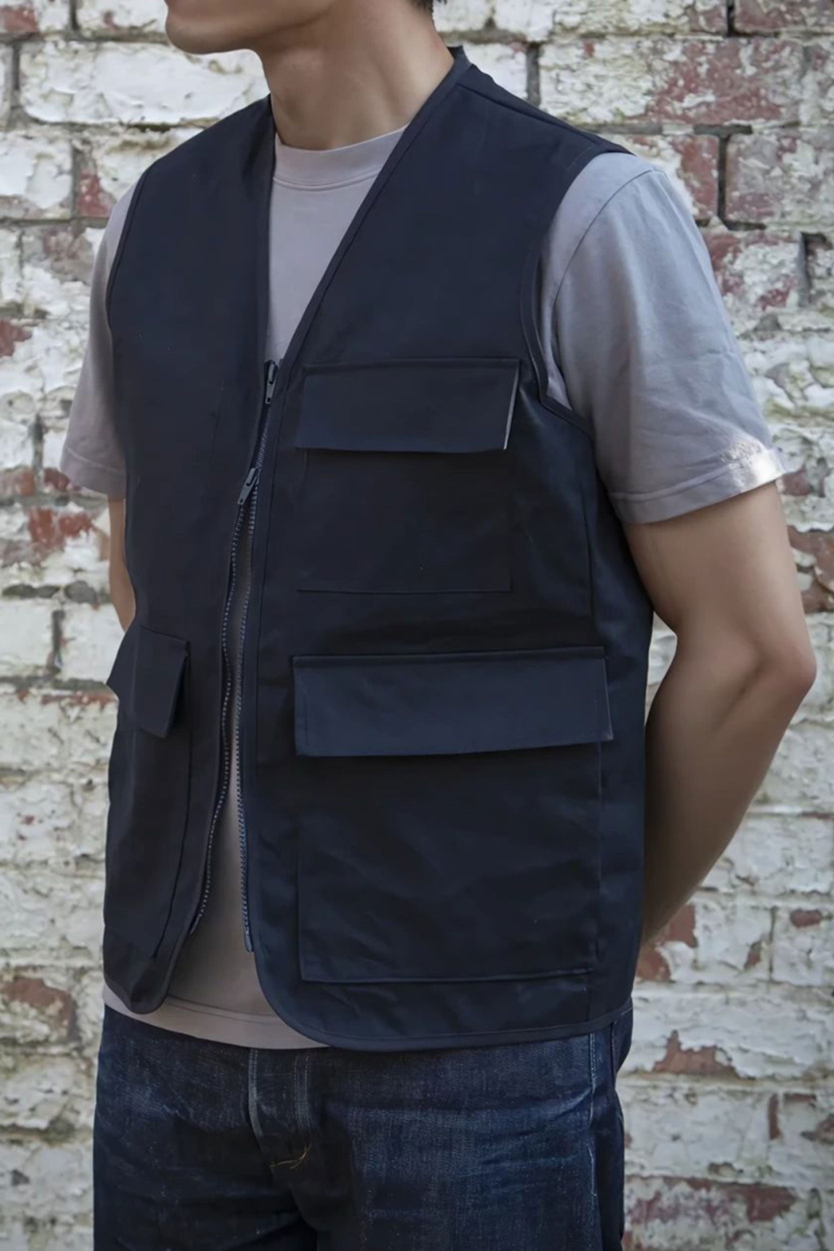 Micro Canvas Serviceman V Vest Dark Blue