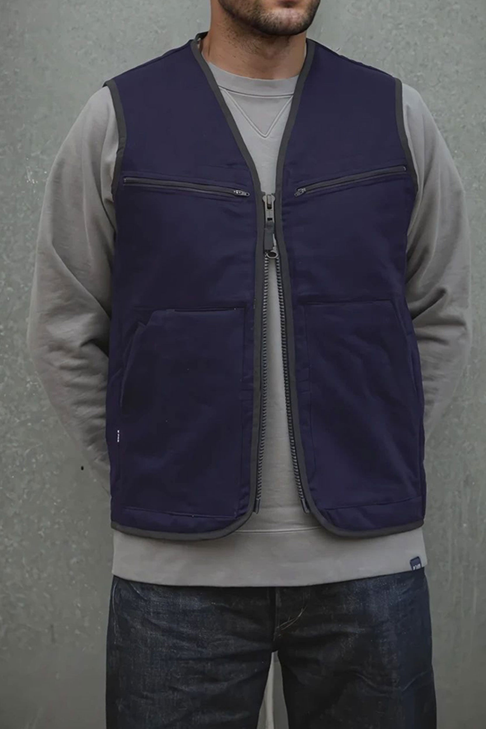 Herringbone Coverall V Vest Works Blue