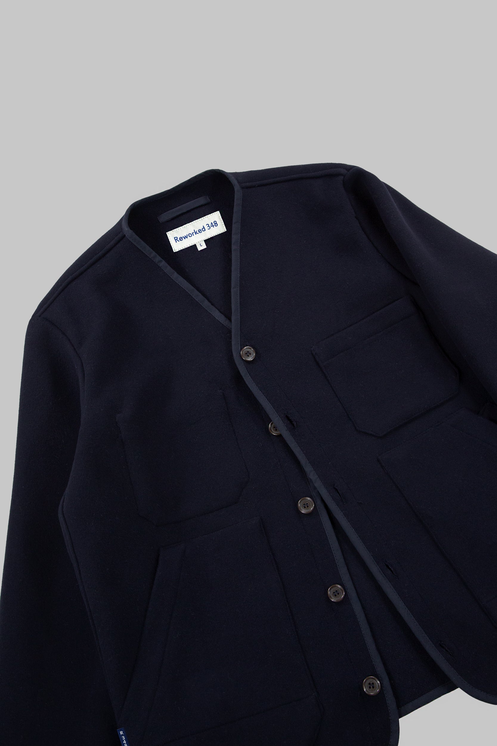 CRD Wool Button Jacket Darkest Navy Blue