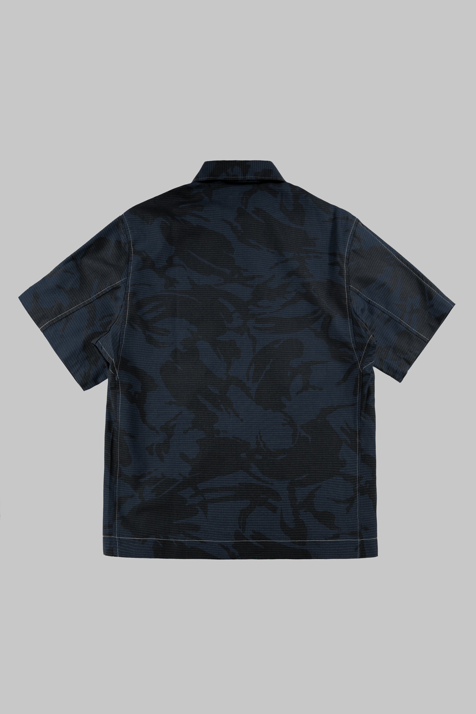 Short Sleeved Camo Shirt Blue Black