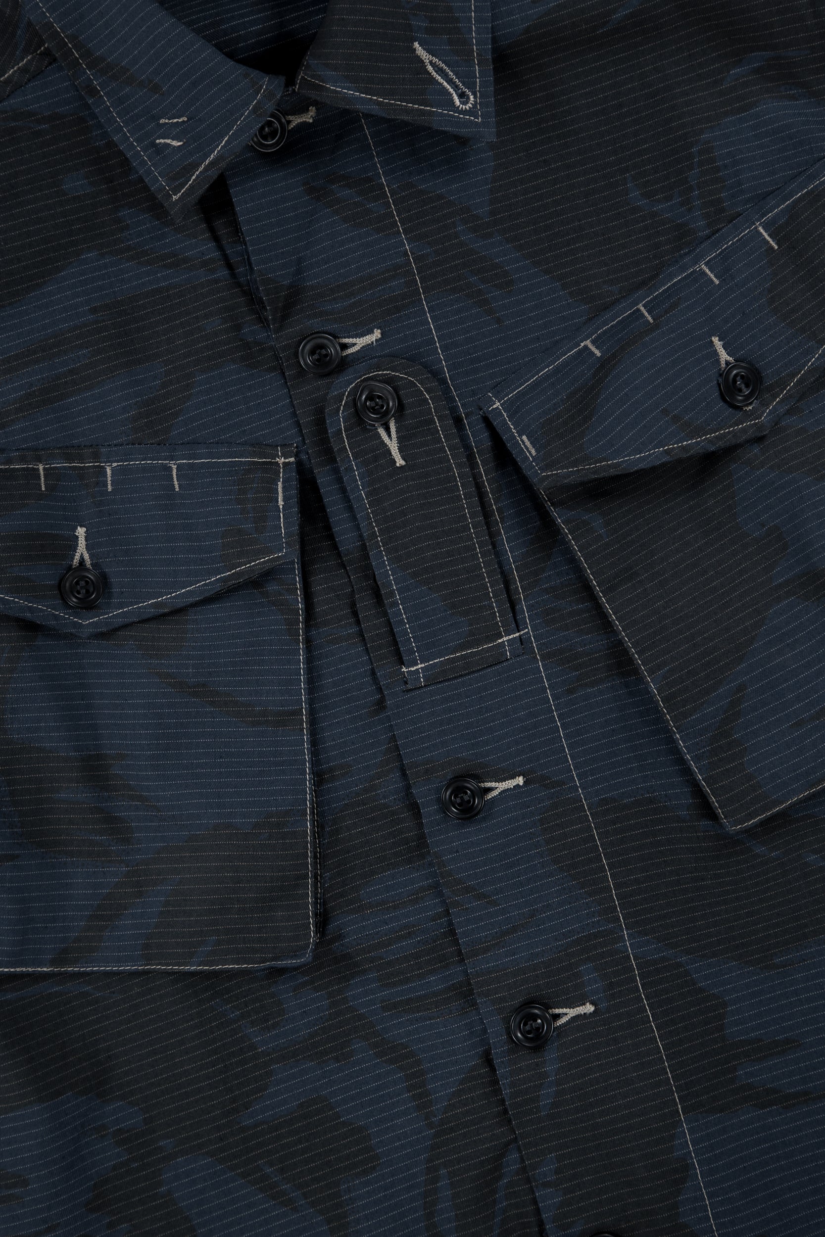 Short Sleeved Camo Shirt Blue Black