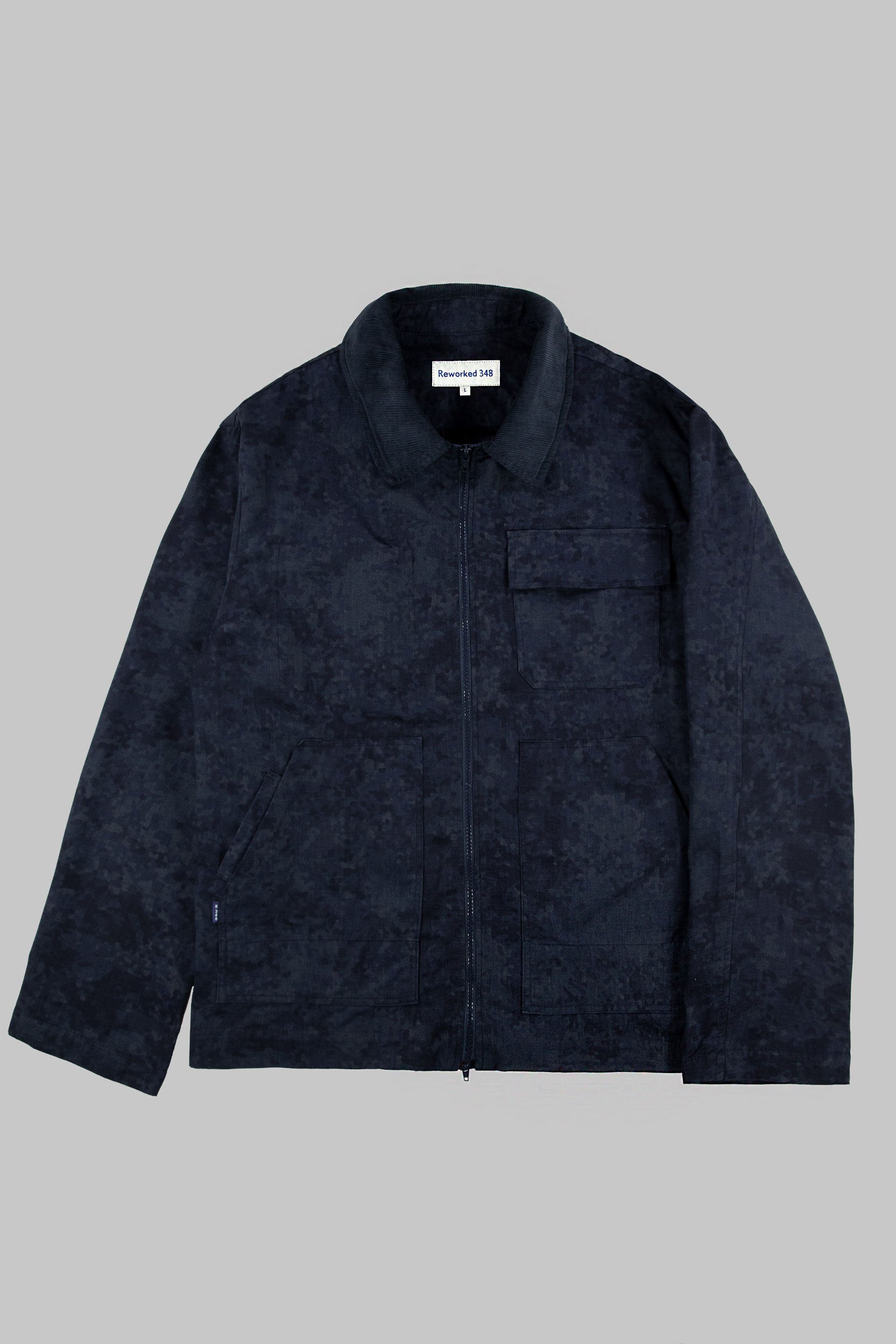 Rip-Stop Digital Camo Cord Collar Jacket Dark Blue