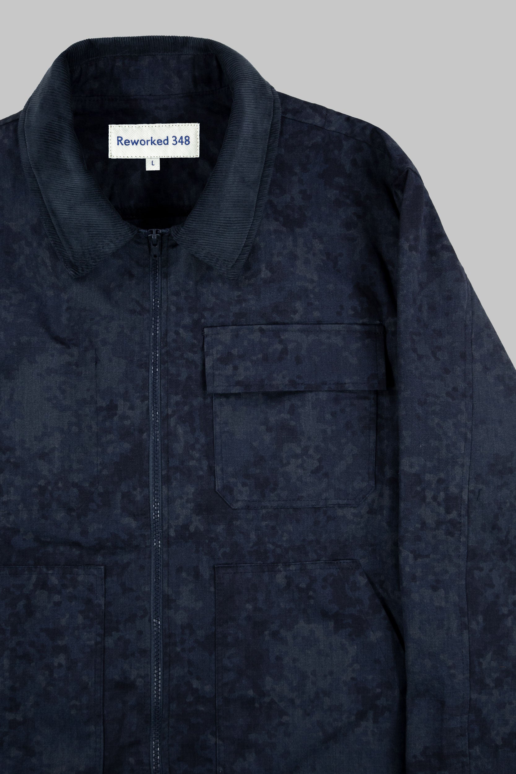 Rip-Stop Digital Camo Cord Collar Jacket Dark Blue