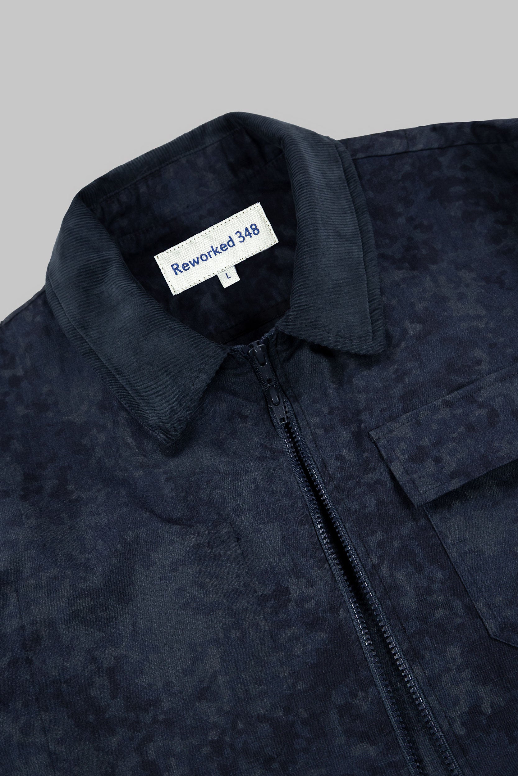 Rip-Stop Digital Camo Cord Collar Jacket Dark Blue