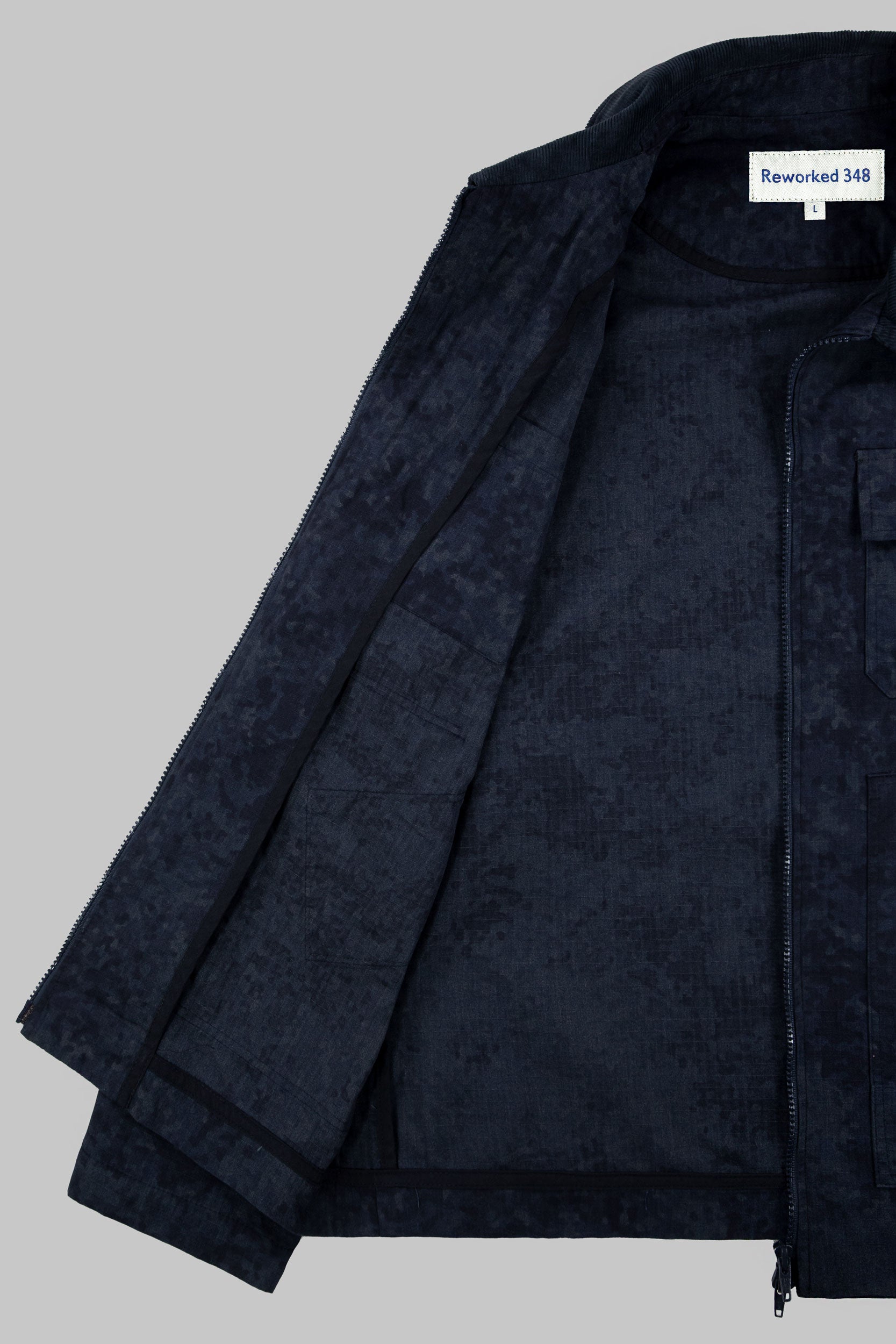 Rip-Stop Digital Camo Cord Collar Jacket Dark Blue