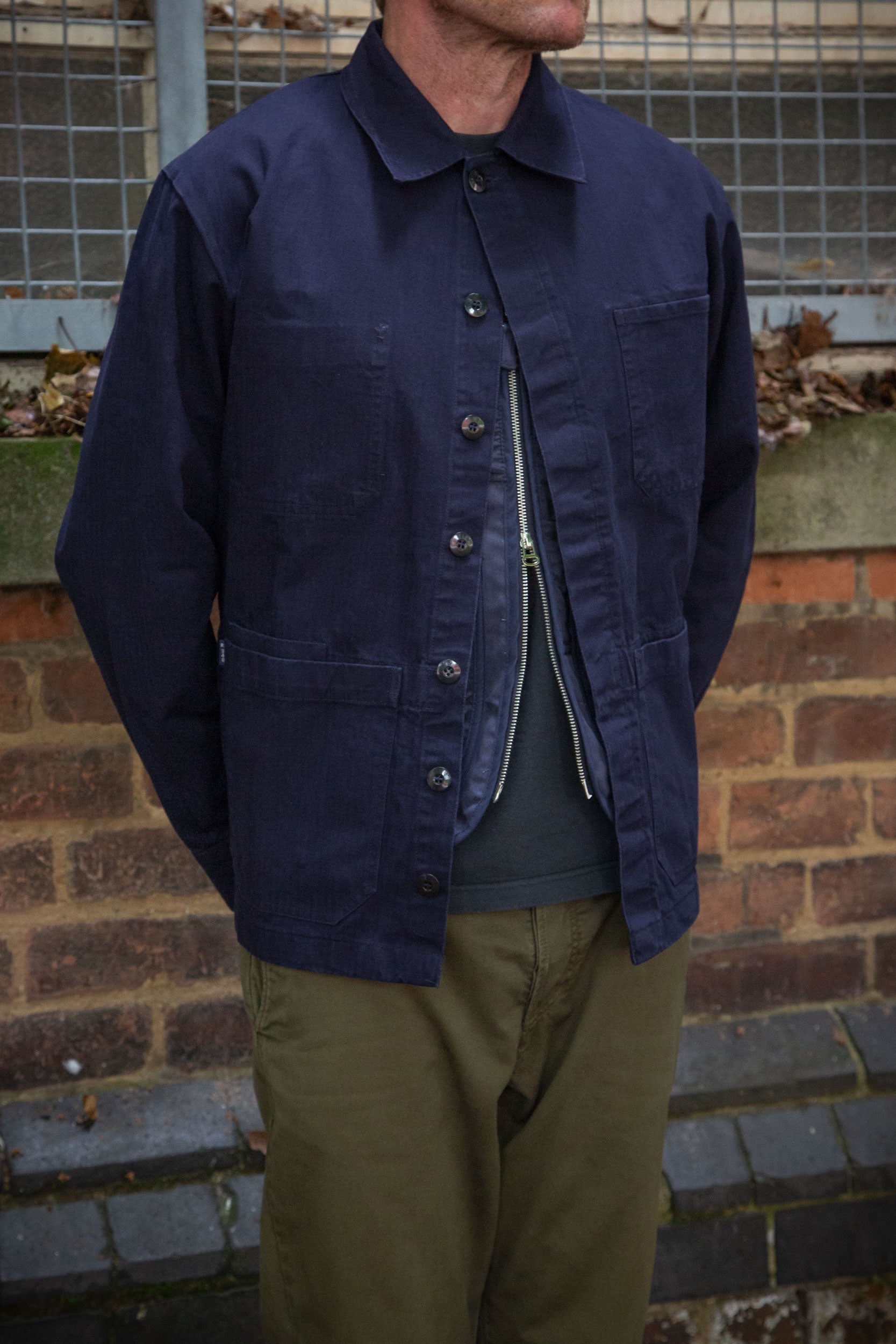 Herringbone Coverall Jacket Works Blue