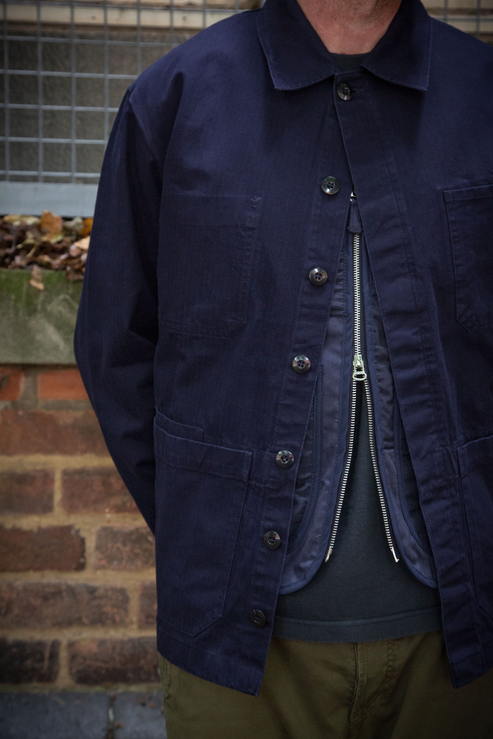Herringbone Coverall Jacket Works Blue