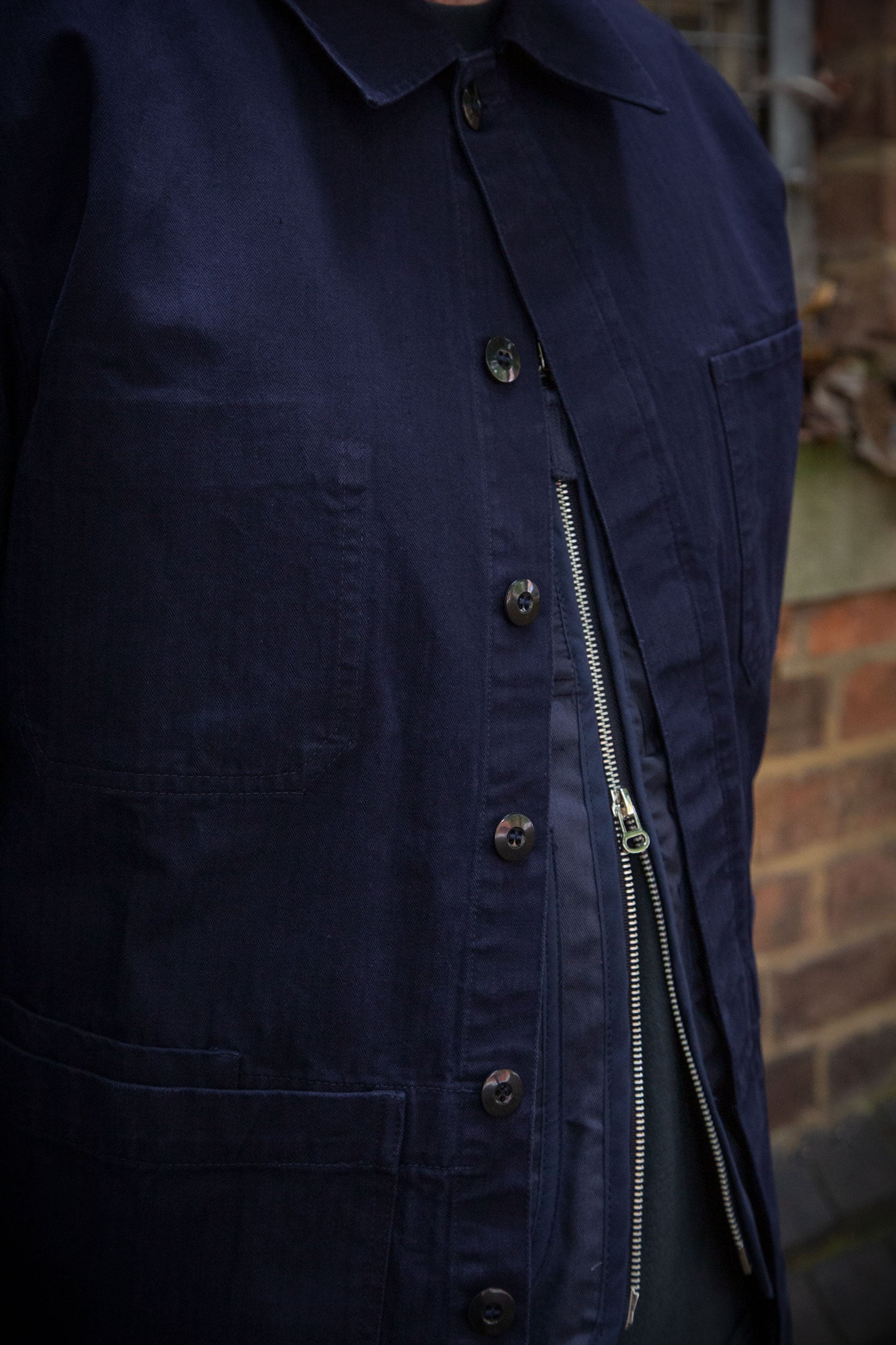 Herringbone Coverall Jacket Works Blue