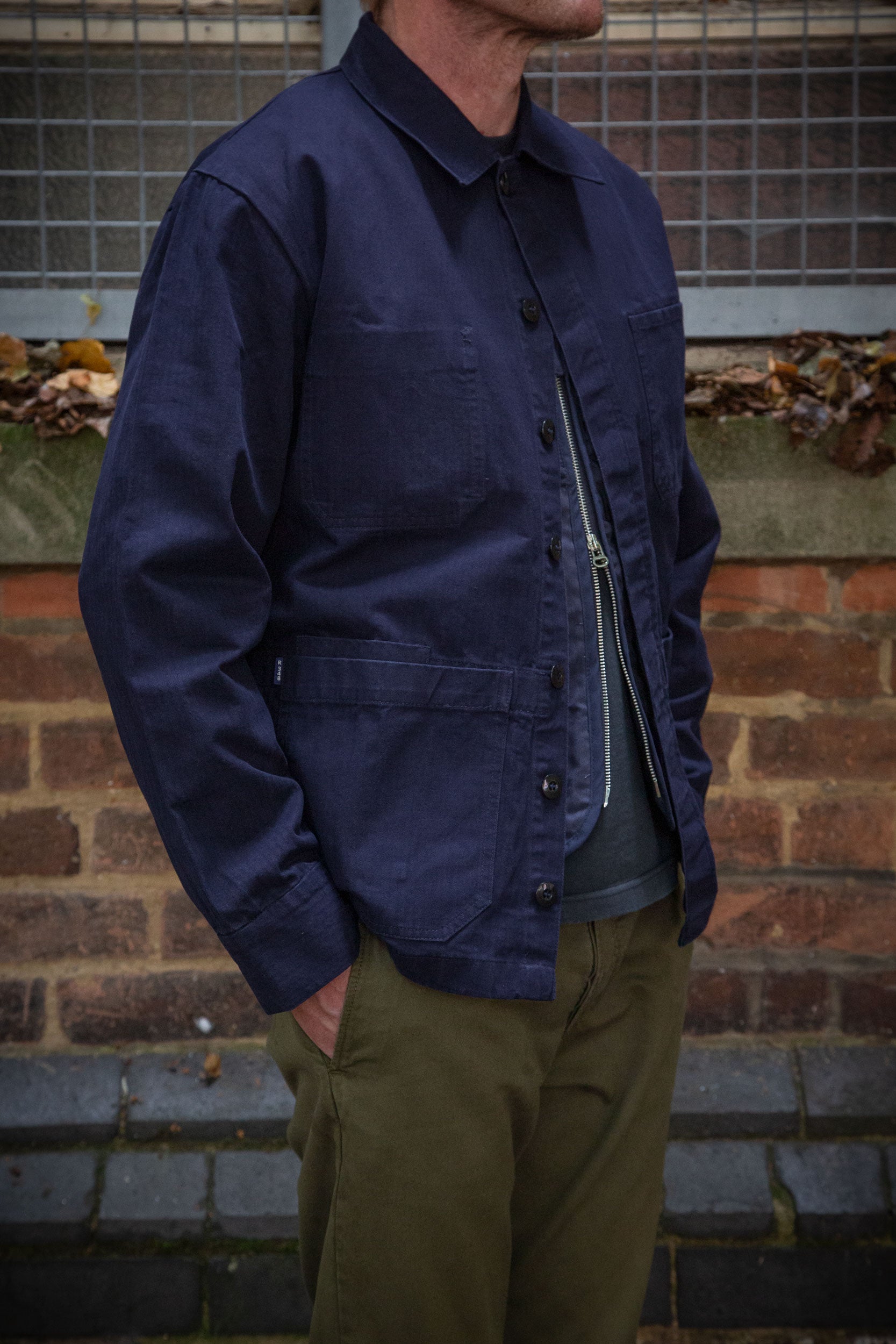 Herringbone Coverall Jacket Works Blue