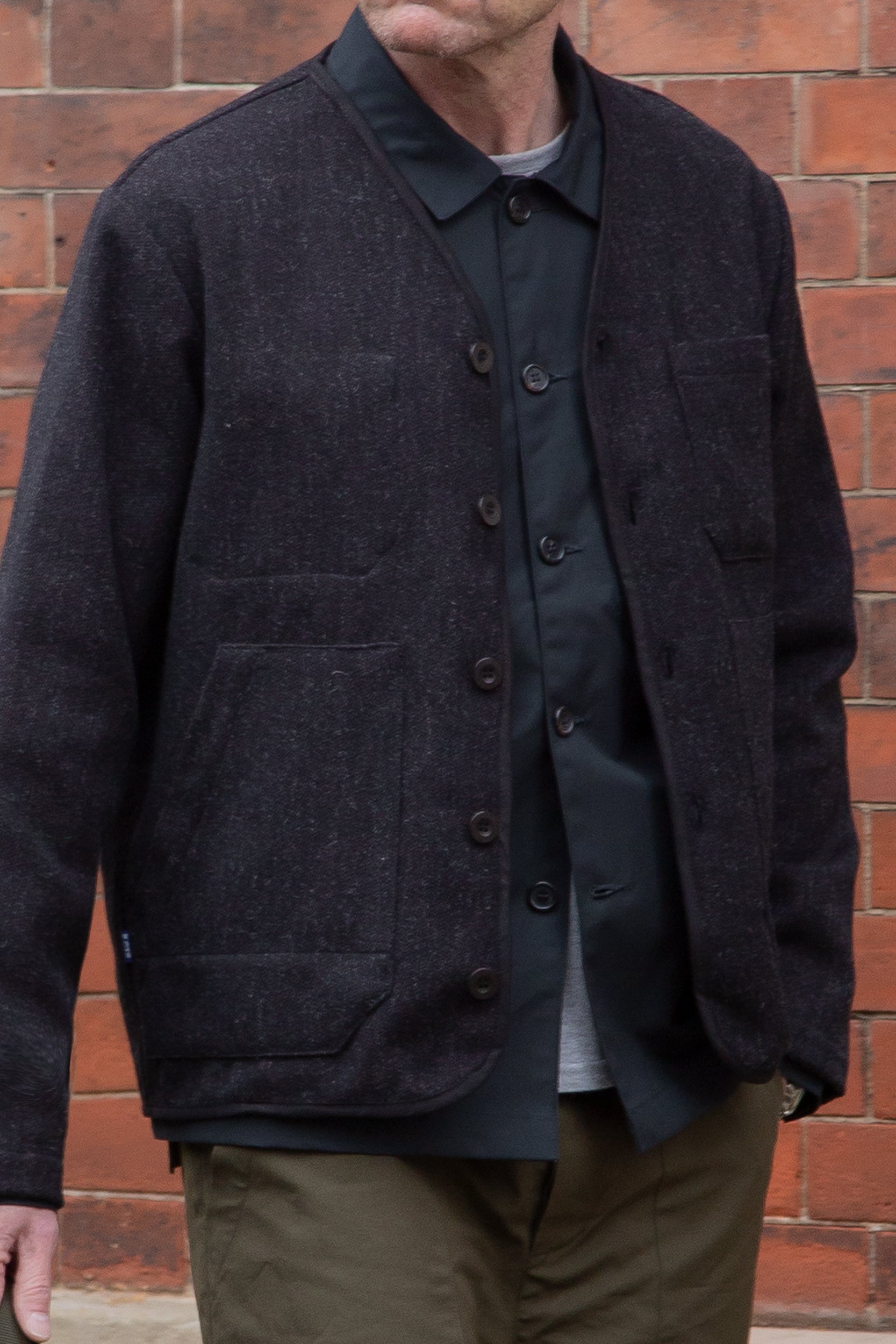 CRD Wool Button Jacket Charcoal