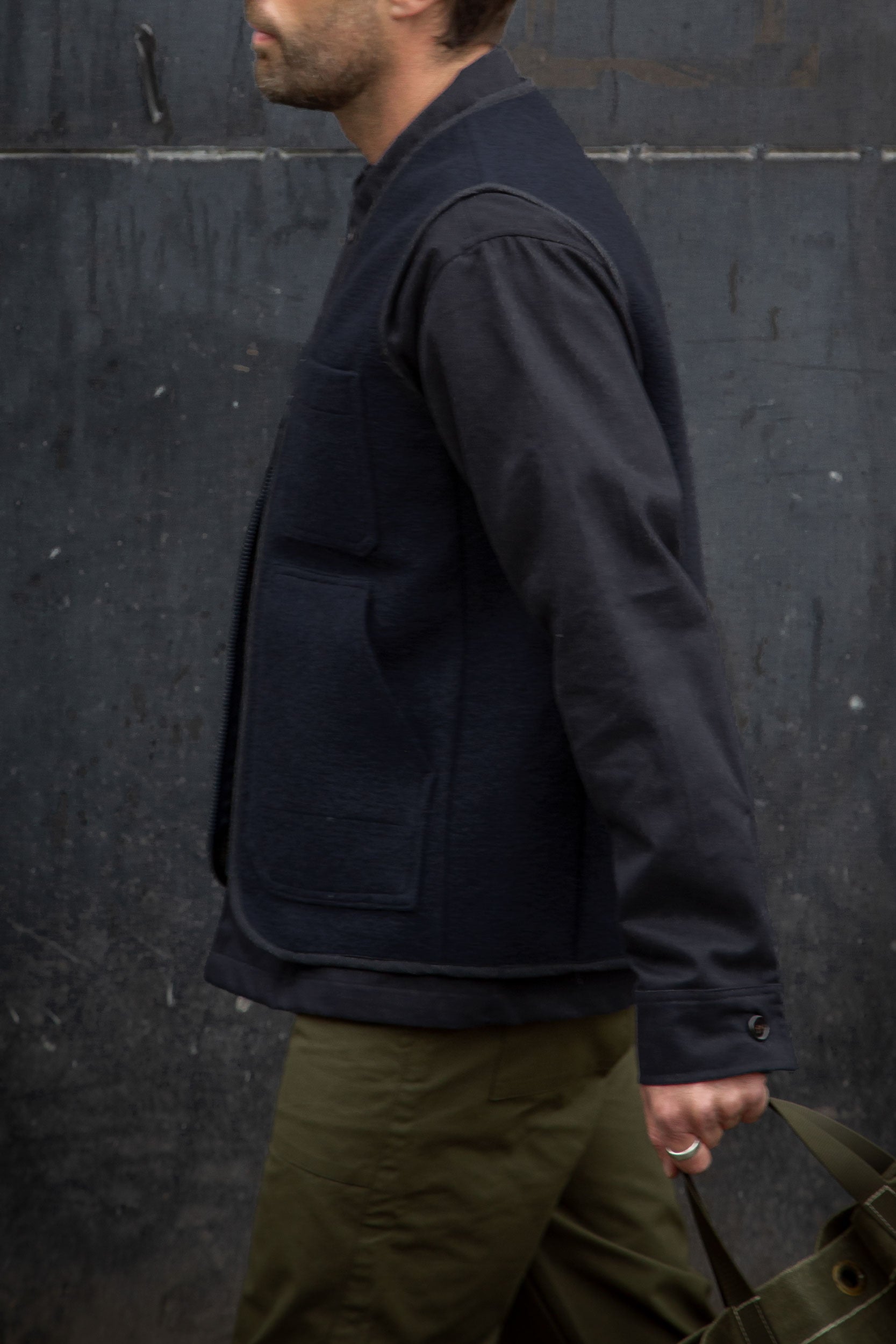 Wool & Check V Vest Navy