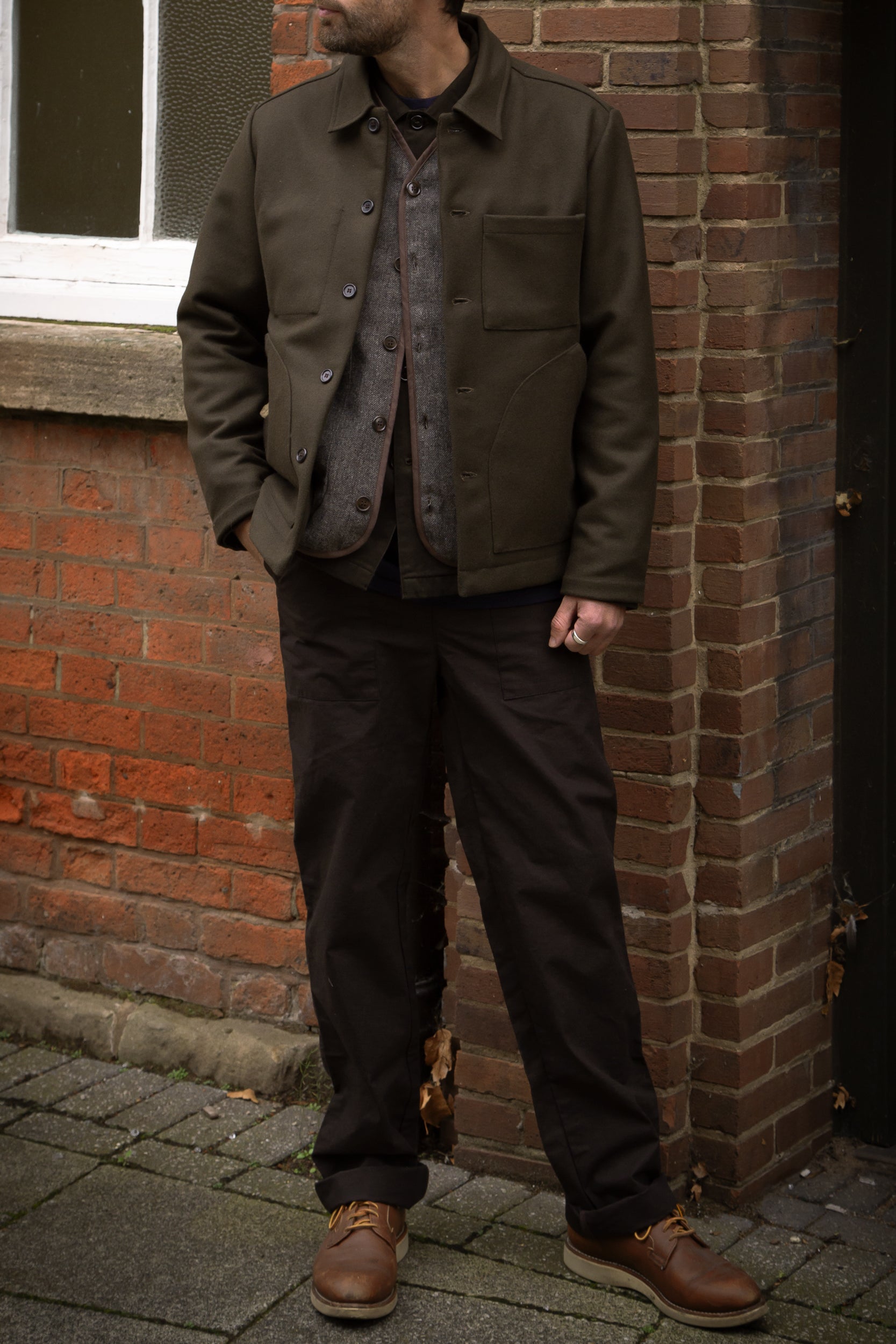 Works Wool Button Jacket Khaki