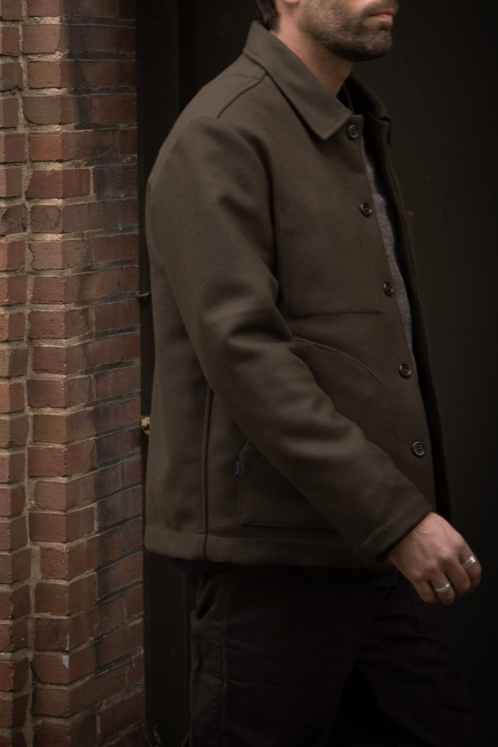 Works Wool Button Jacket Khaki