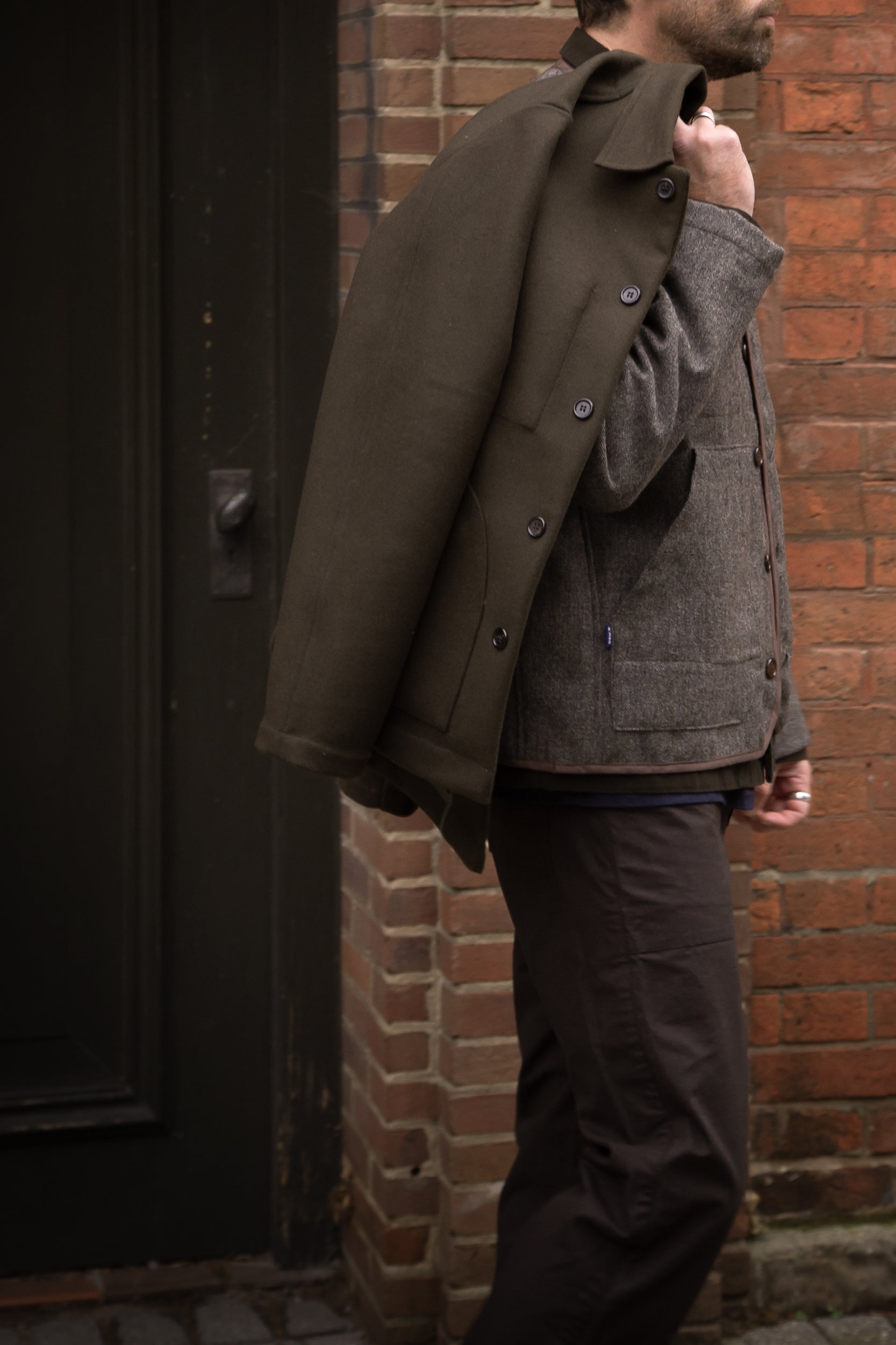 Works Wool Button Jacket Khaki