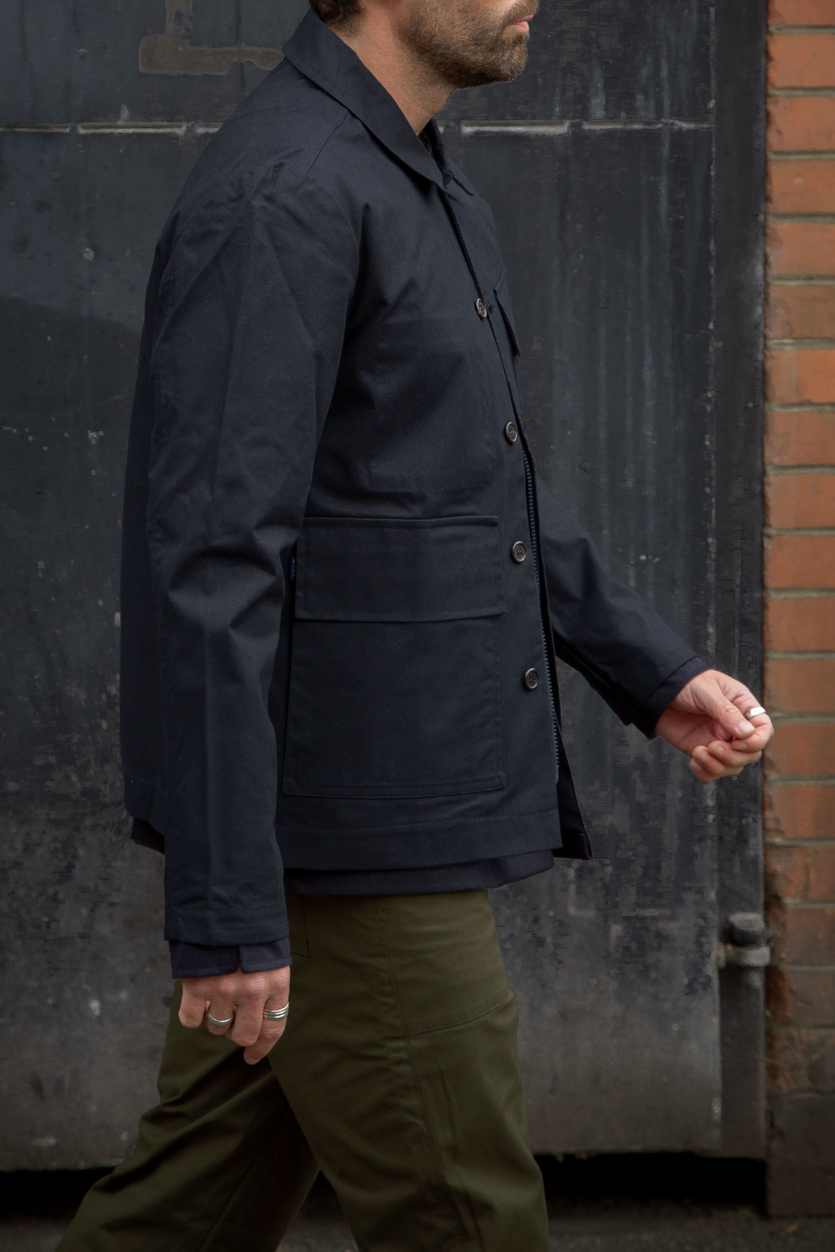 Dry Wax Serviceman Jacket Dark Blue