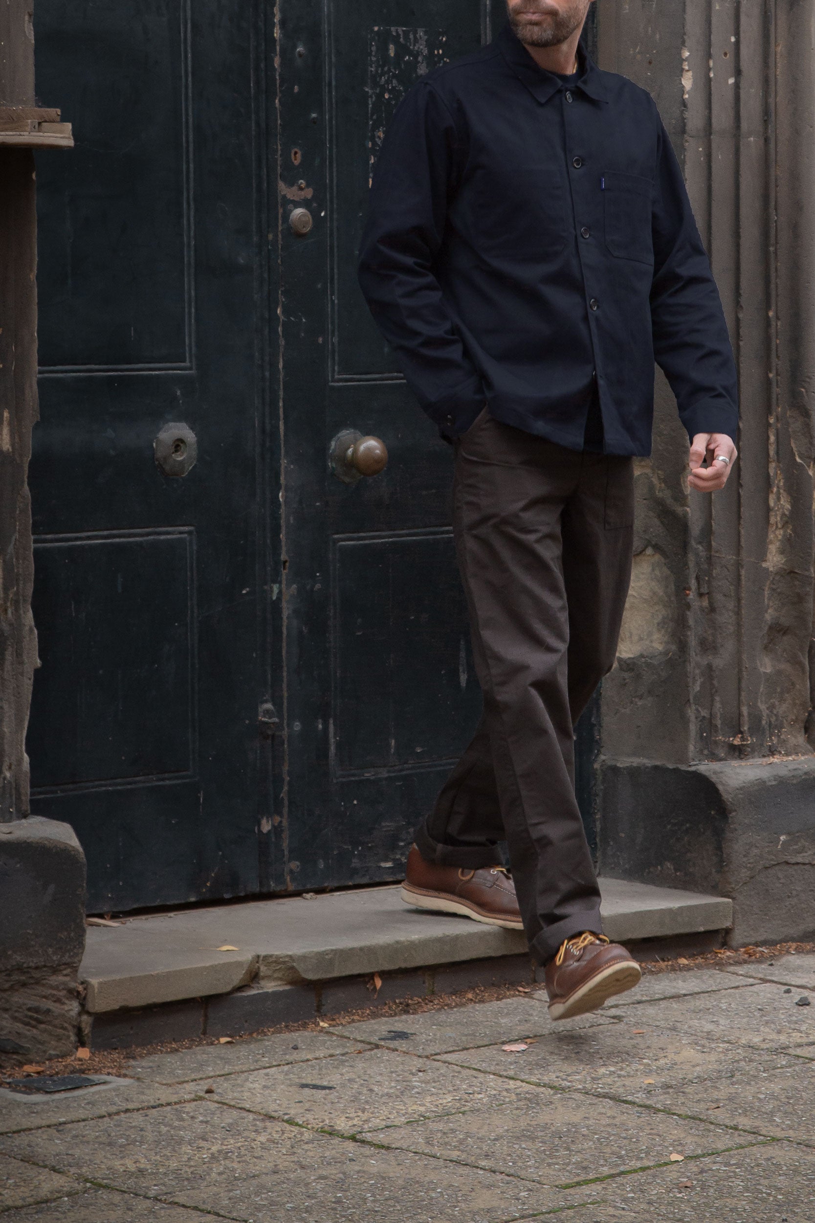 Mills Herringbone Overshirt Darkest Navy