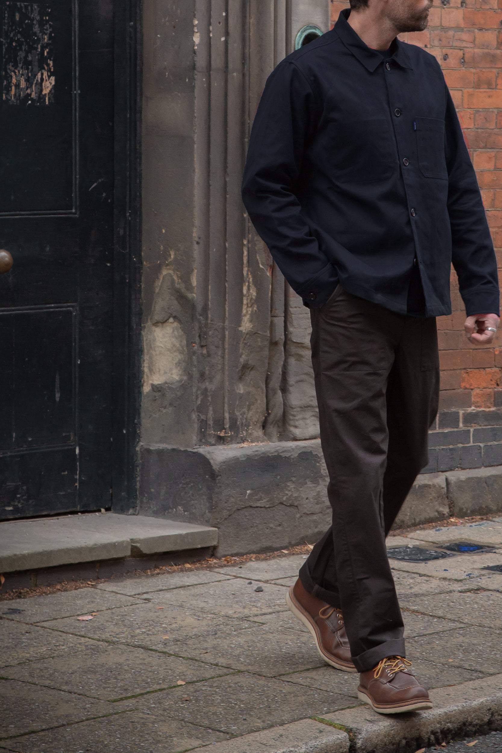 Mills Herringbone Overshirt Darkest Navy