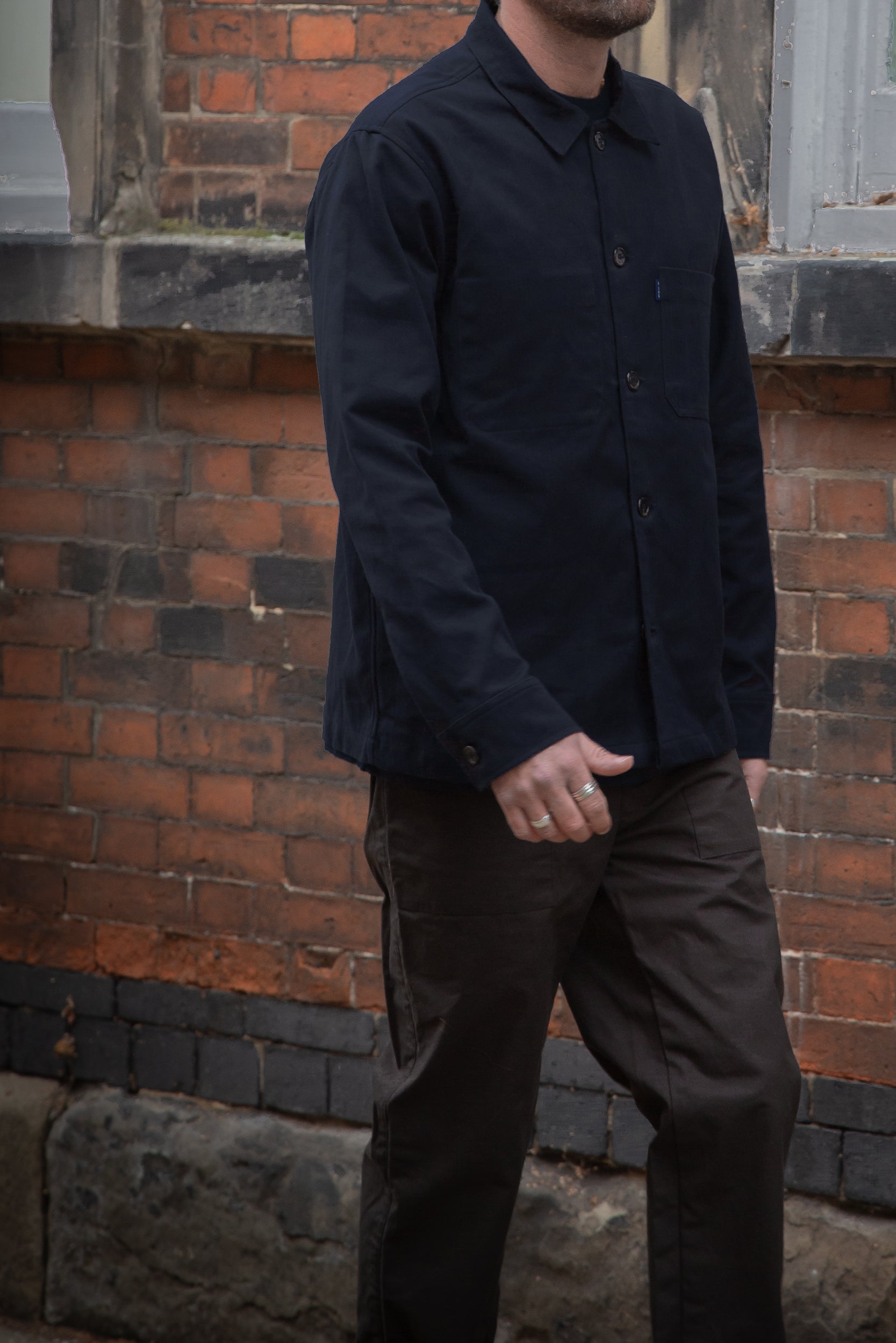 Mills Herringbone Overshirt Darkest Navy