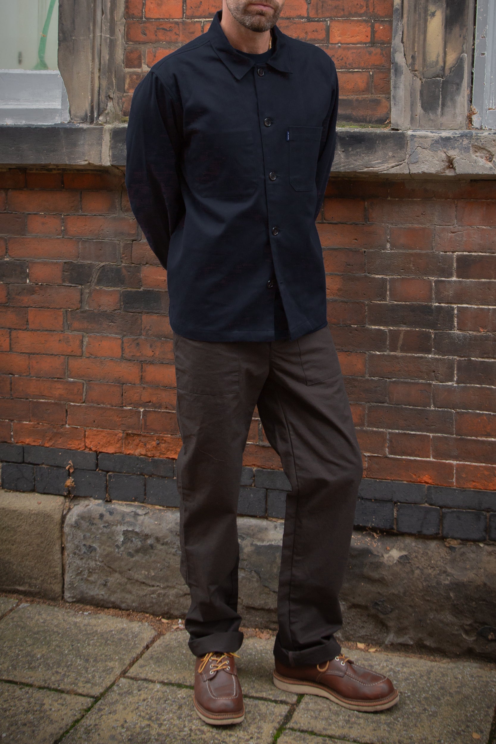 Mills Herringbone Overshirt Darkest Navy