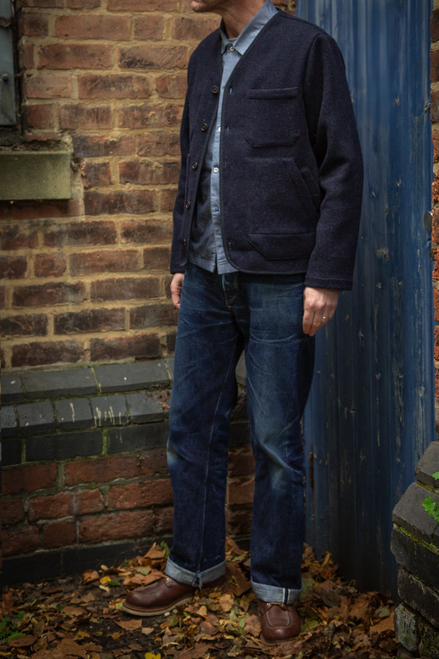 CRD Wool Button Jacket Dark Indigo