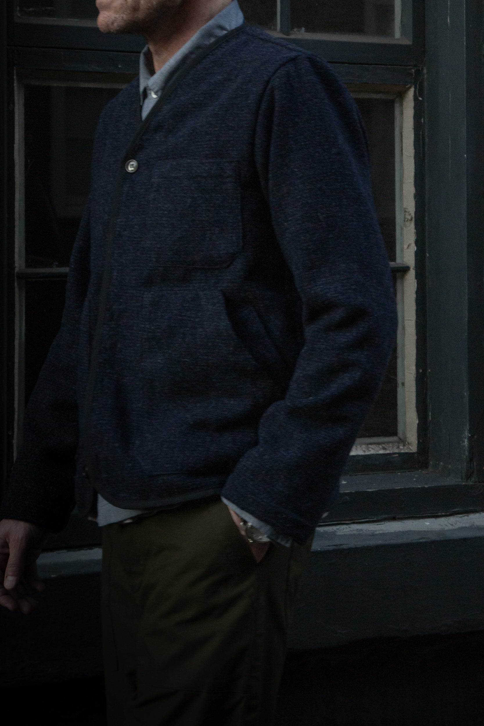 CRD Wool Button Jacket Navy Blue