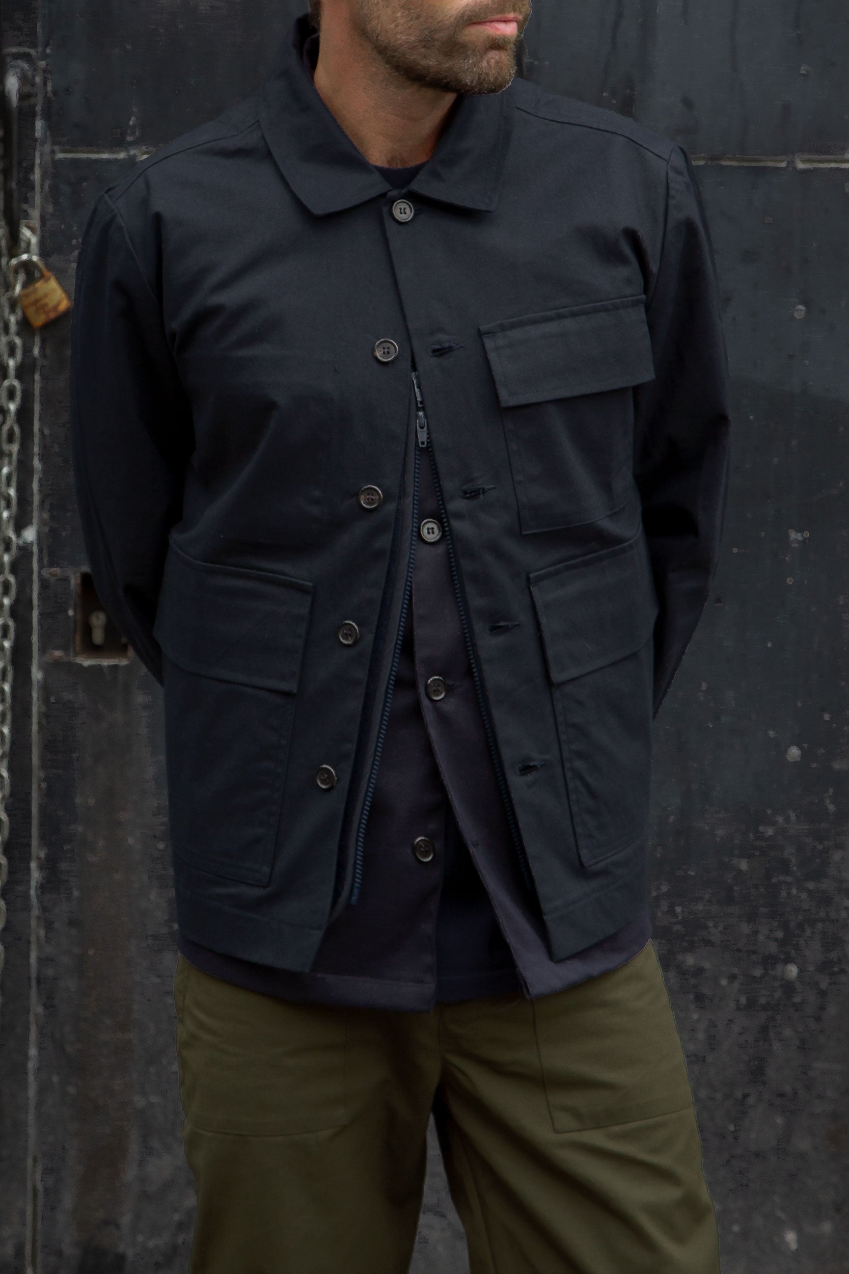 Dry Wax Serviceman Jacket Dark Blue