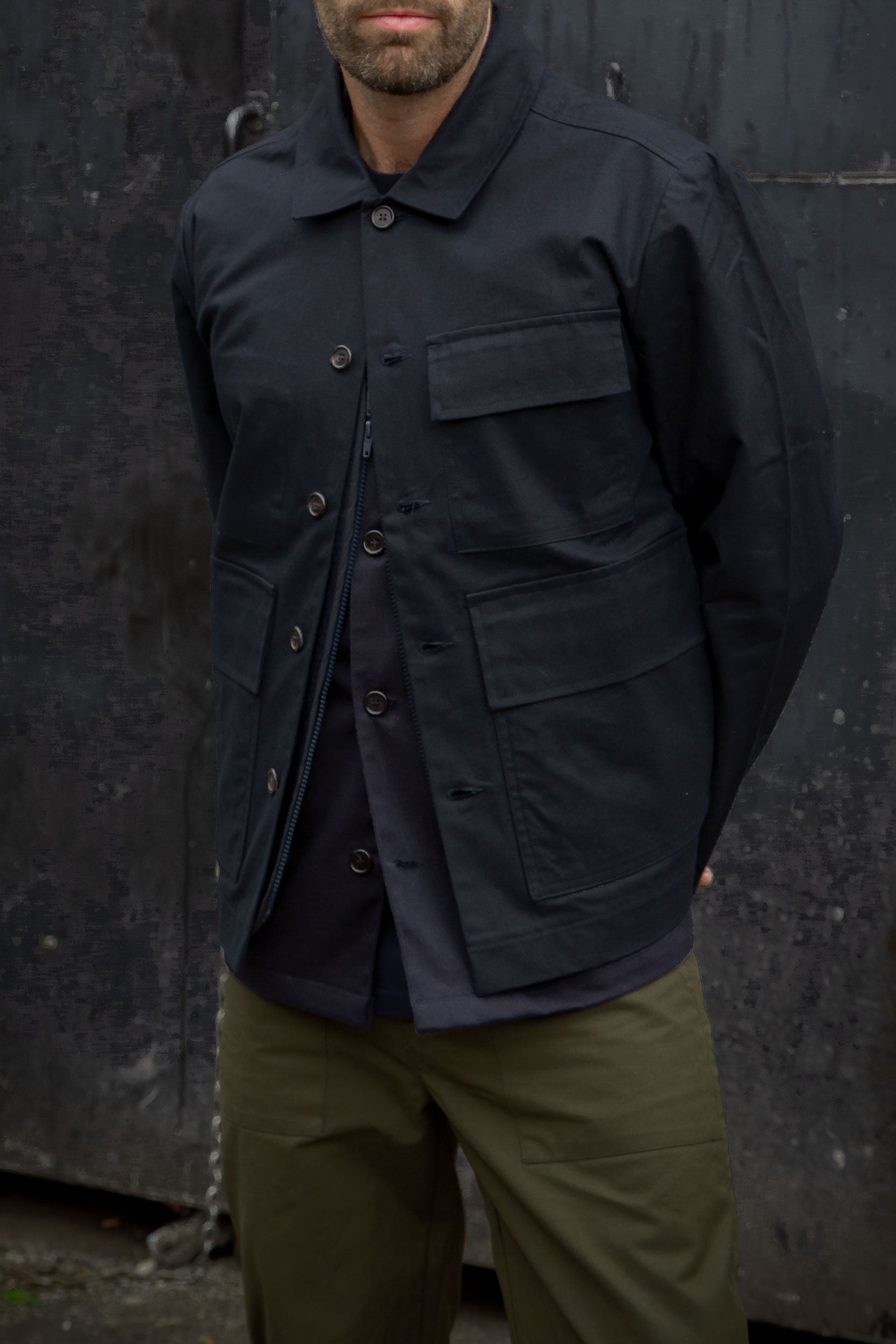 Dry Wax Serviceman Jacket Dark Blue