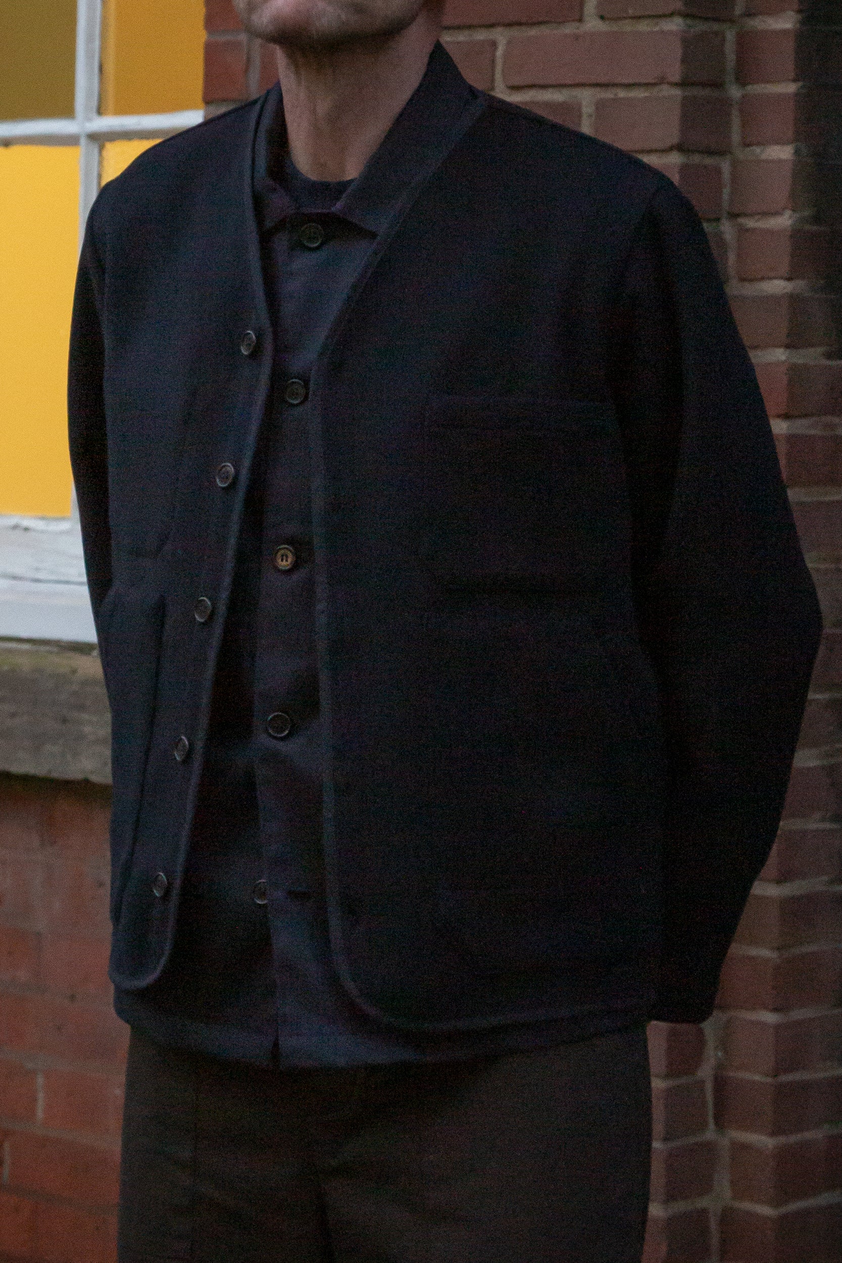 CRD Wool Button Jacket Darkest Navy Blue