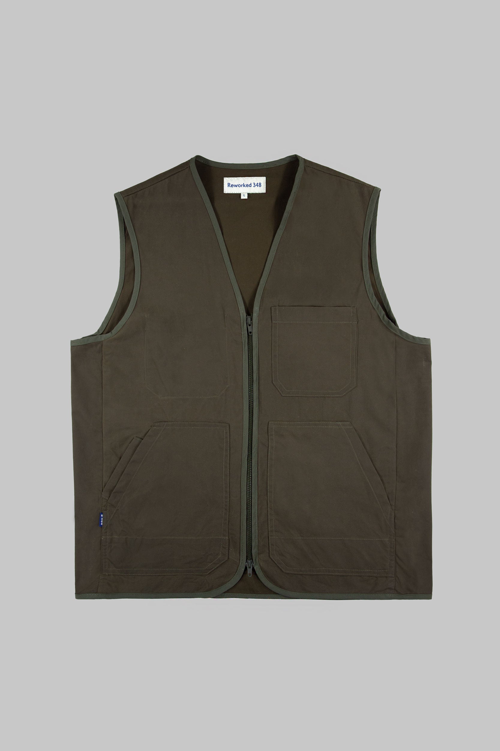 Micro Canvas Dry Wax V Vest Khaki