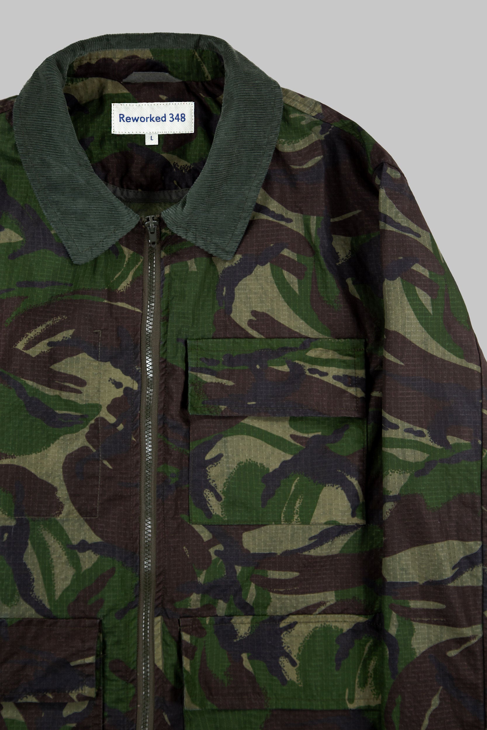 Rip-Stop Camo Cord Collar Jacket Green