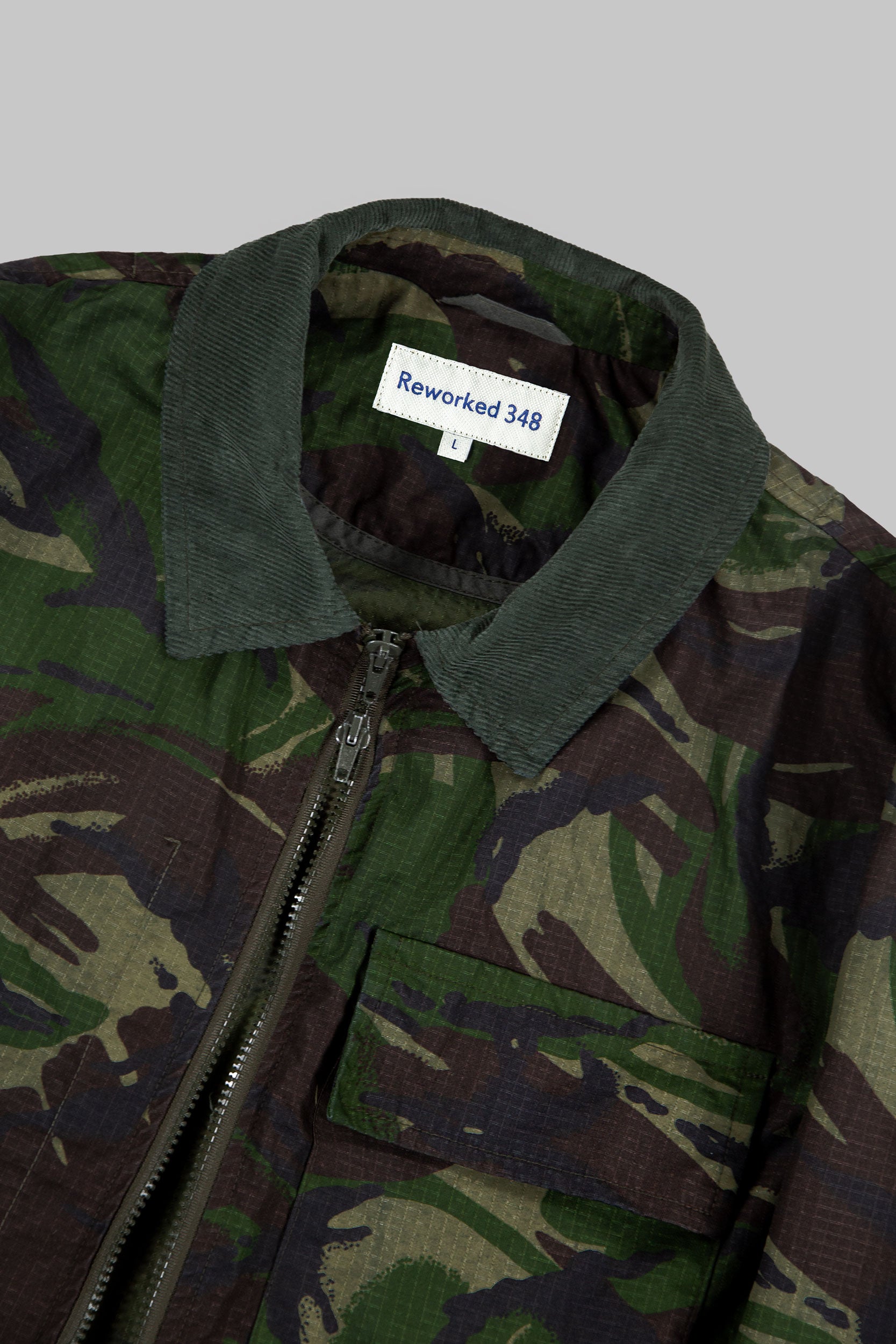 Rip-Stop Camo Cord Collar Jacket Green