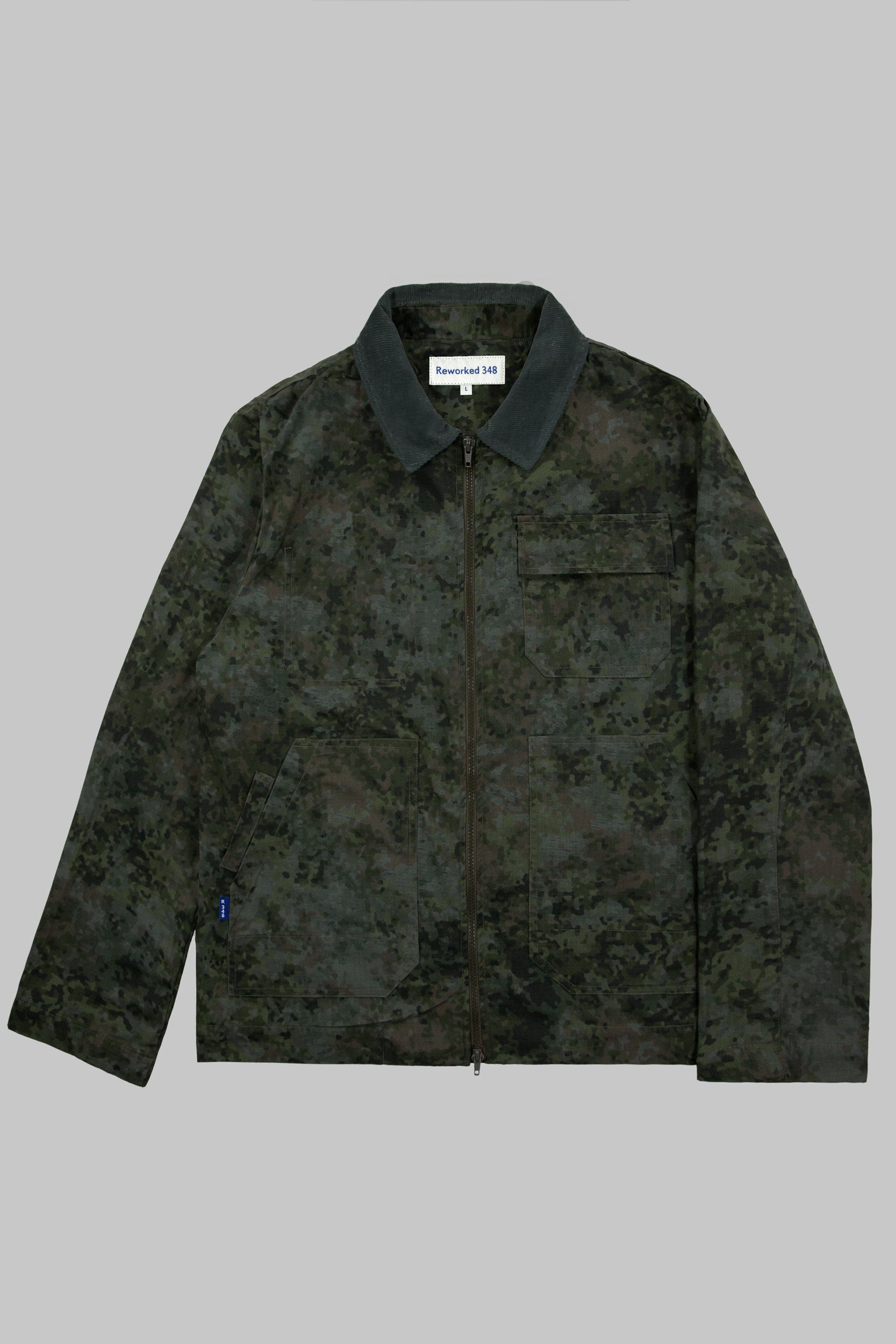 Rip-Stop Digital Camo Cord Collar Jacket Darkest Green