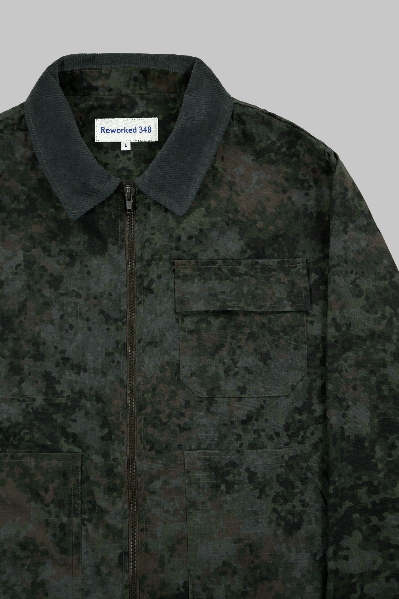 Rip-Stop Digital Camo Cord Collar Jacket Darkest Green
