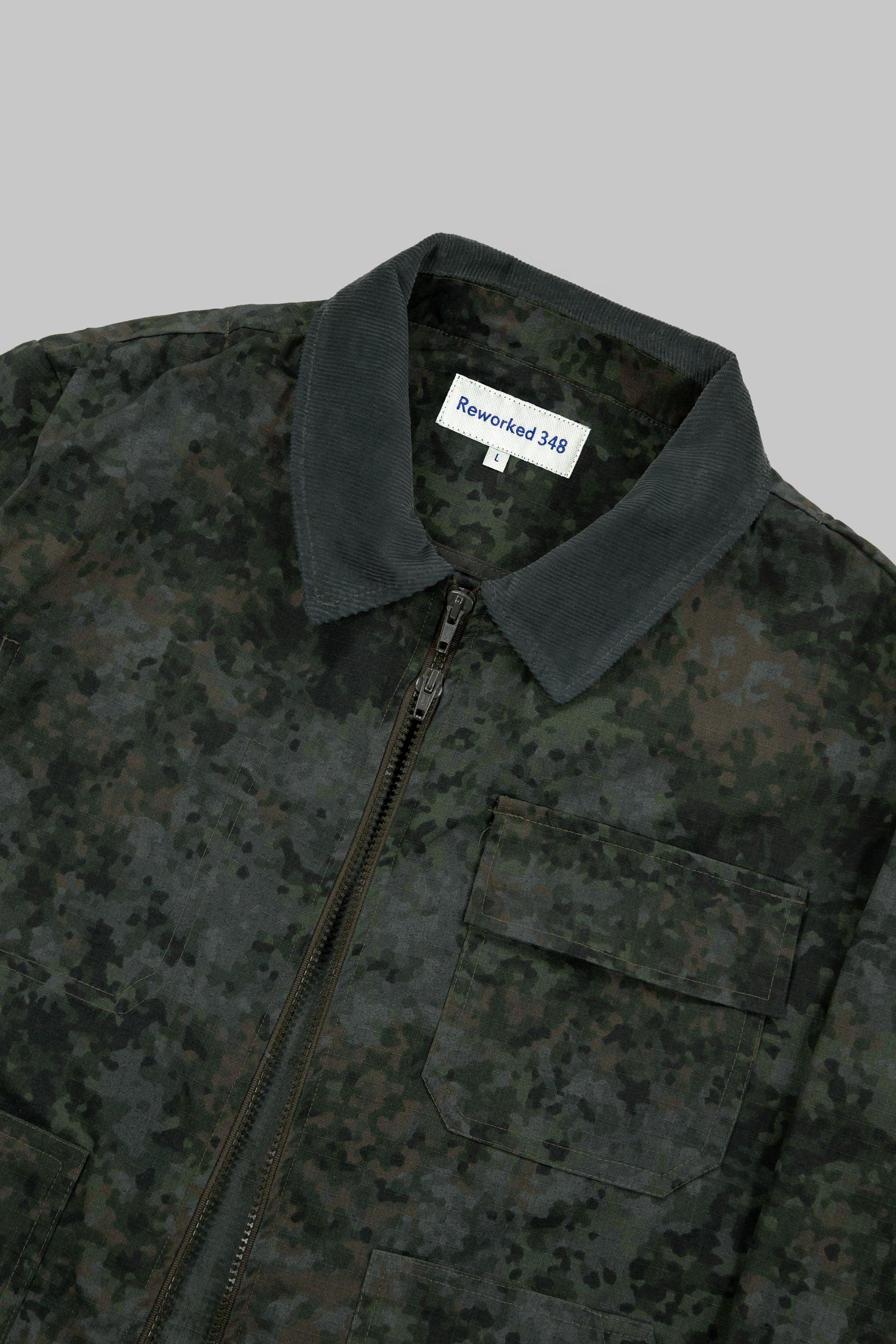 Rip-Stop Digital Camo Cord Collar Jacket Darkest Green