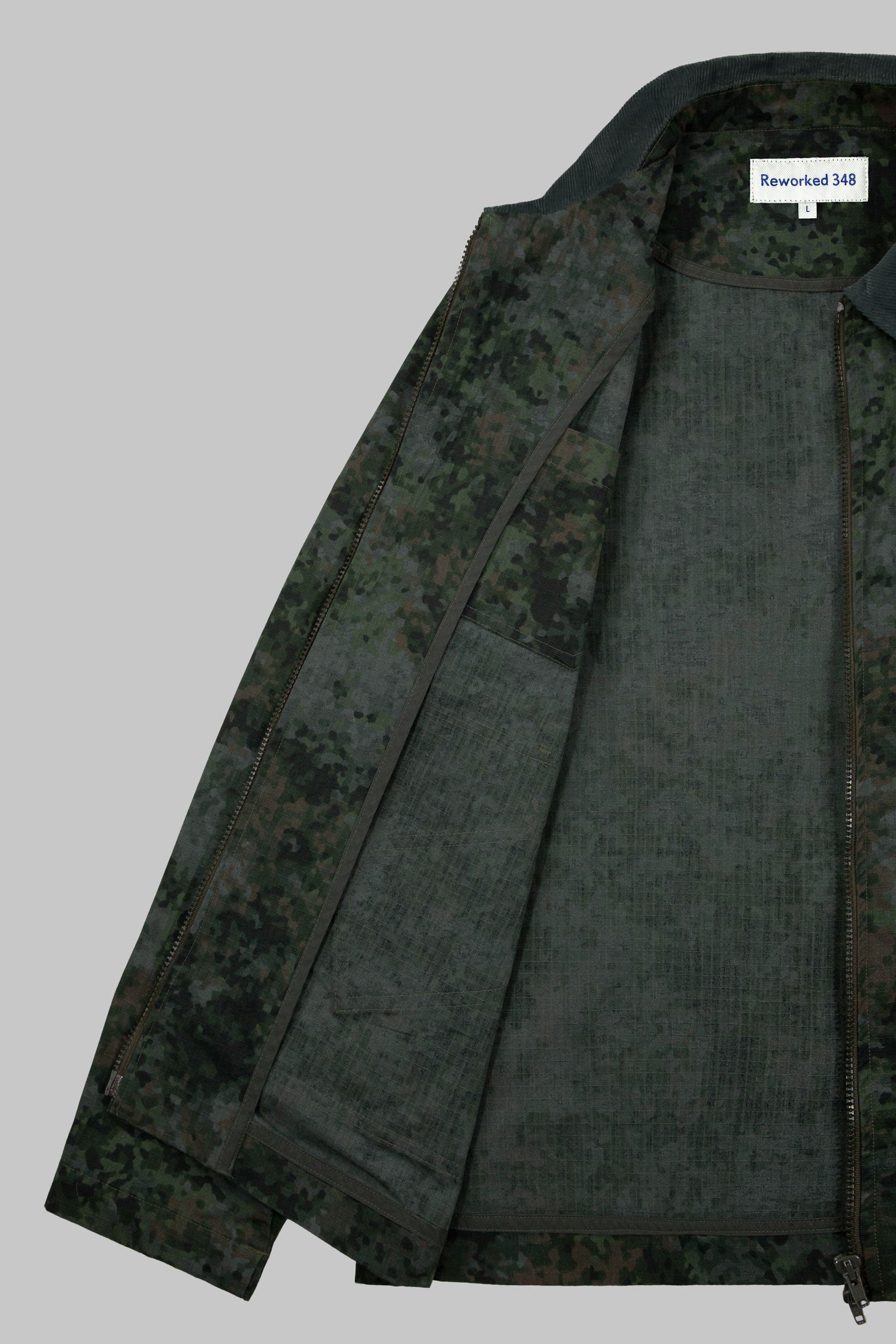 Rip-Stop Digital Camo Cord Collar Jacket Darkest Green